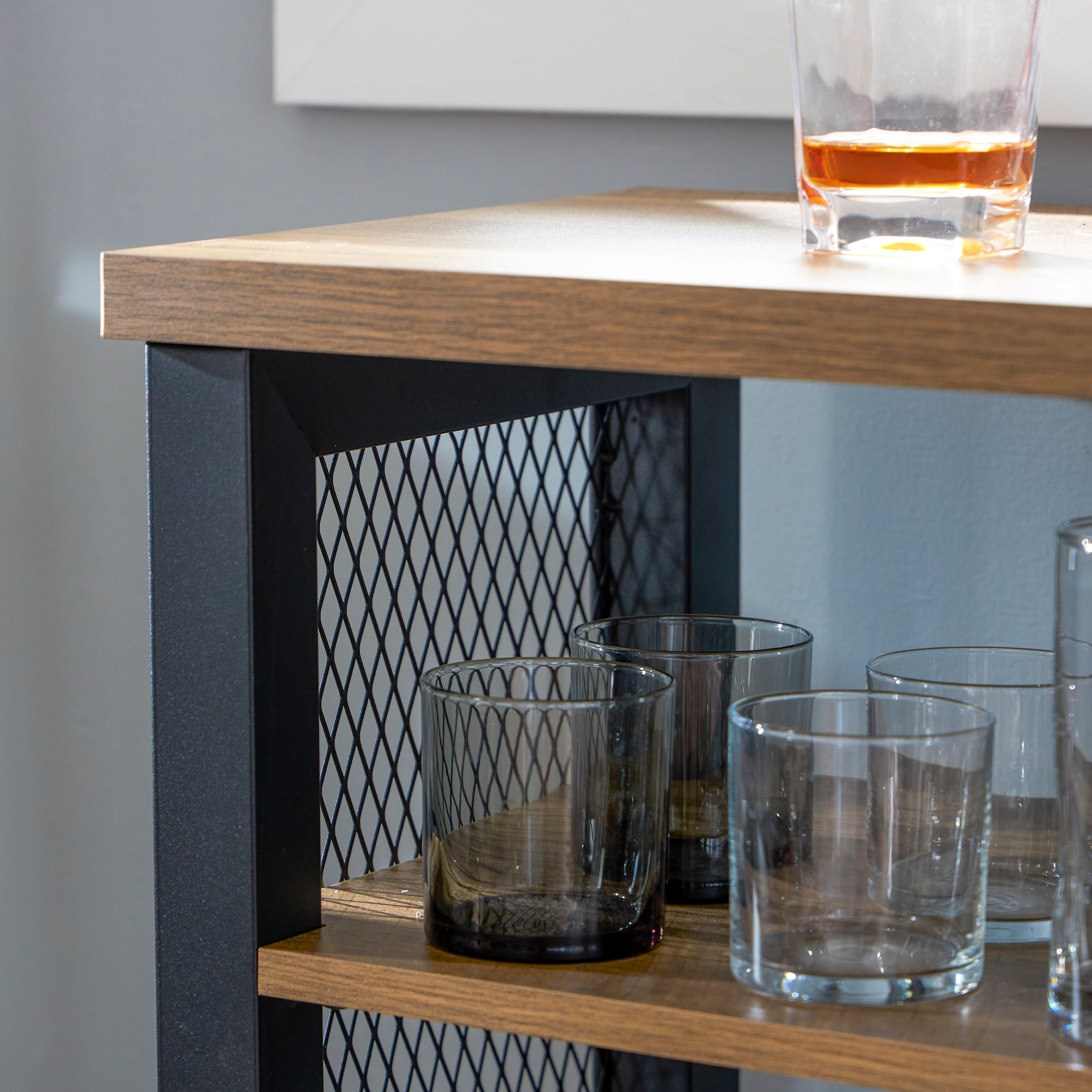 Jomeed Industrial Farmhouse Wooden Buffet Cabinet with Wine Rack (Used) - VMInnovations