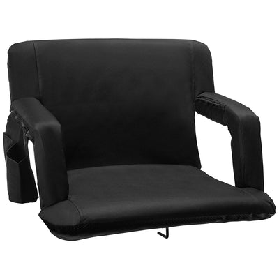 Jomeed 25 Inch Comfortable Padded Reclining Stadium Seat with Pockets, Black