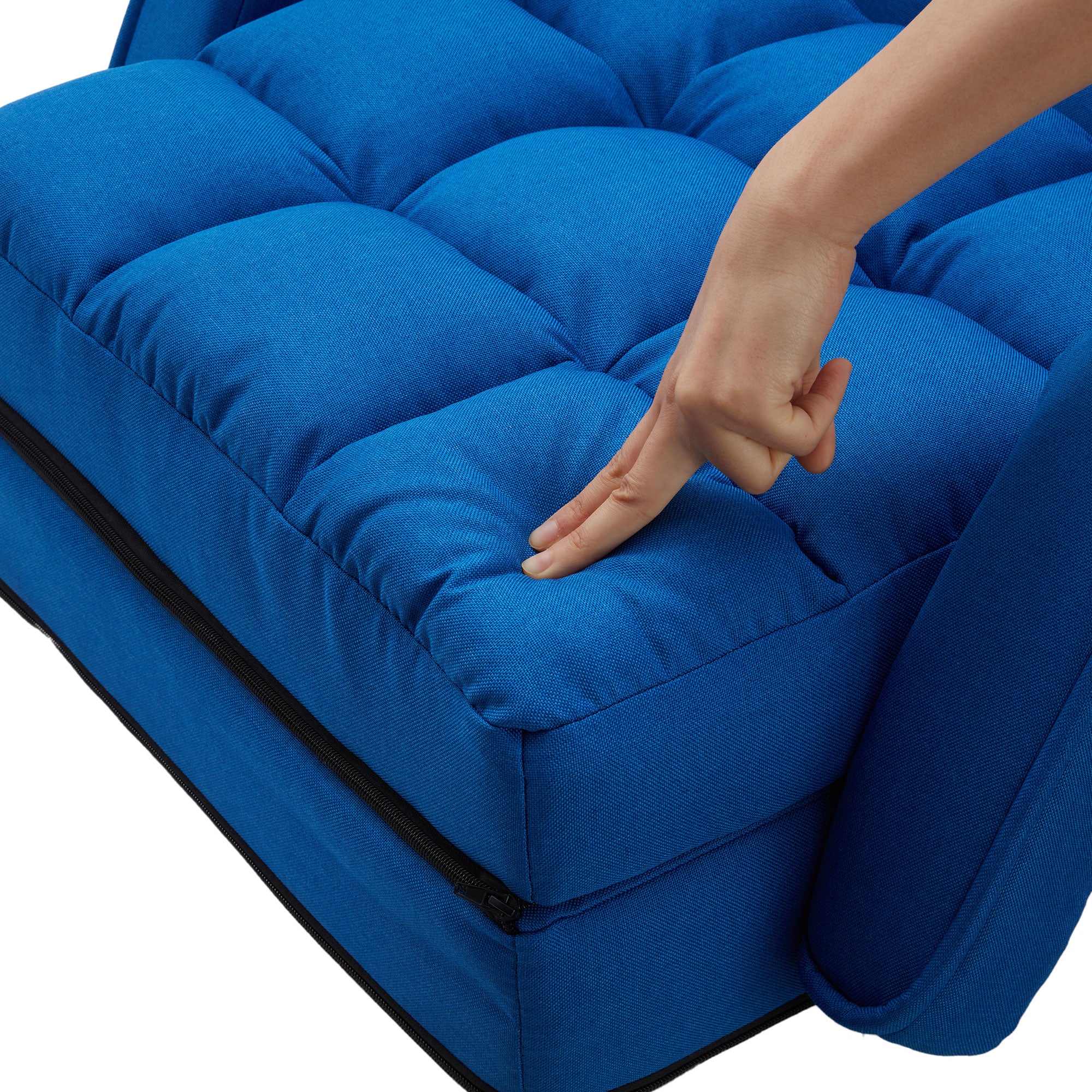 JOMEED Folding Chaise Lounge Chair Armrests and Chaise Pillow, Blue (Open Box) - VMInnovations