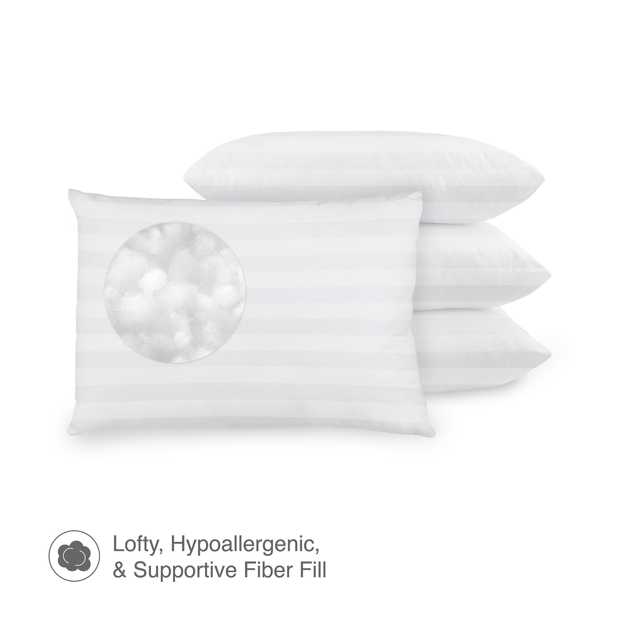 BioPEDIC Eco Classic 250 Thread Count Cotton Cover Standard Bed Pillow, 4 Pack