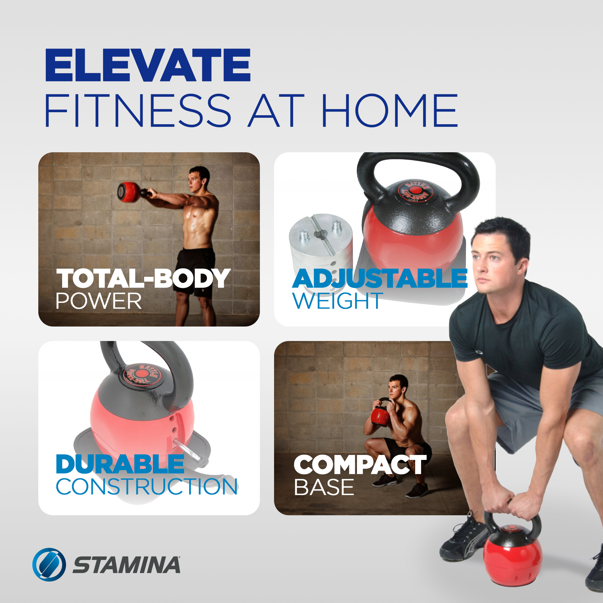 Stamina Products 05-3036 Versa Bell 16 to 36 Pound Adjustable Kettlebell Set - VMInnovations
