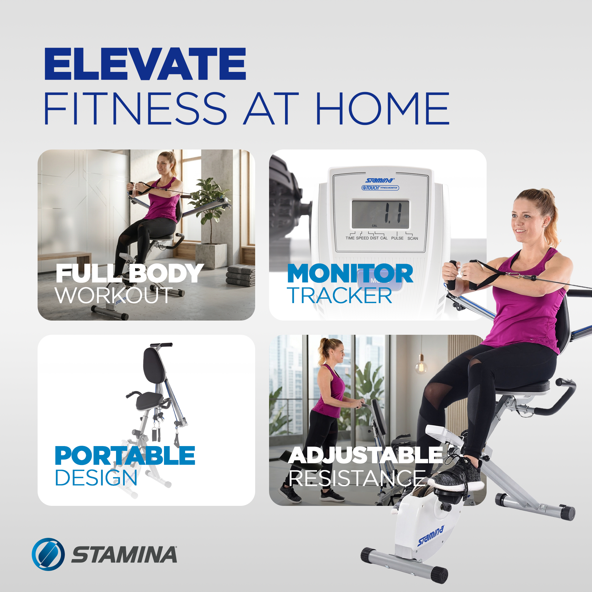 Stamina Products Strength System Stationary Magnetic Fitness Exercise Bike - VMInnovations