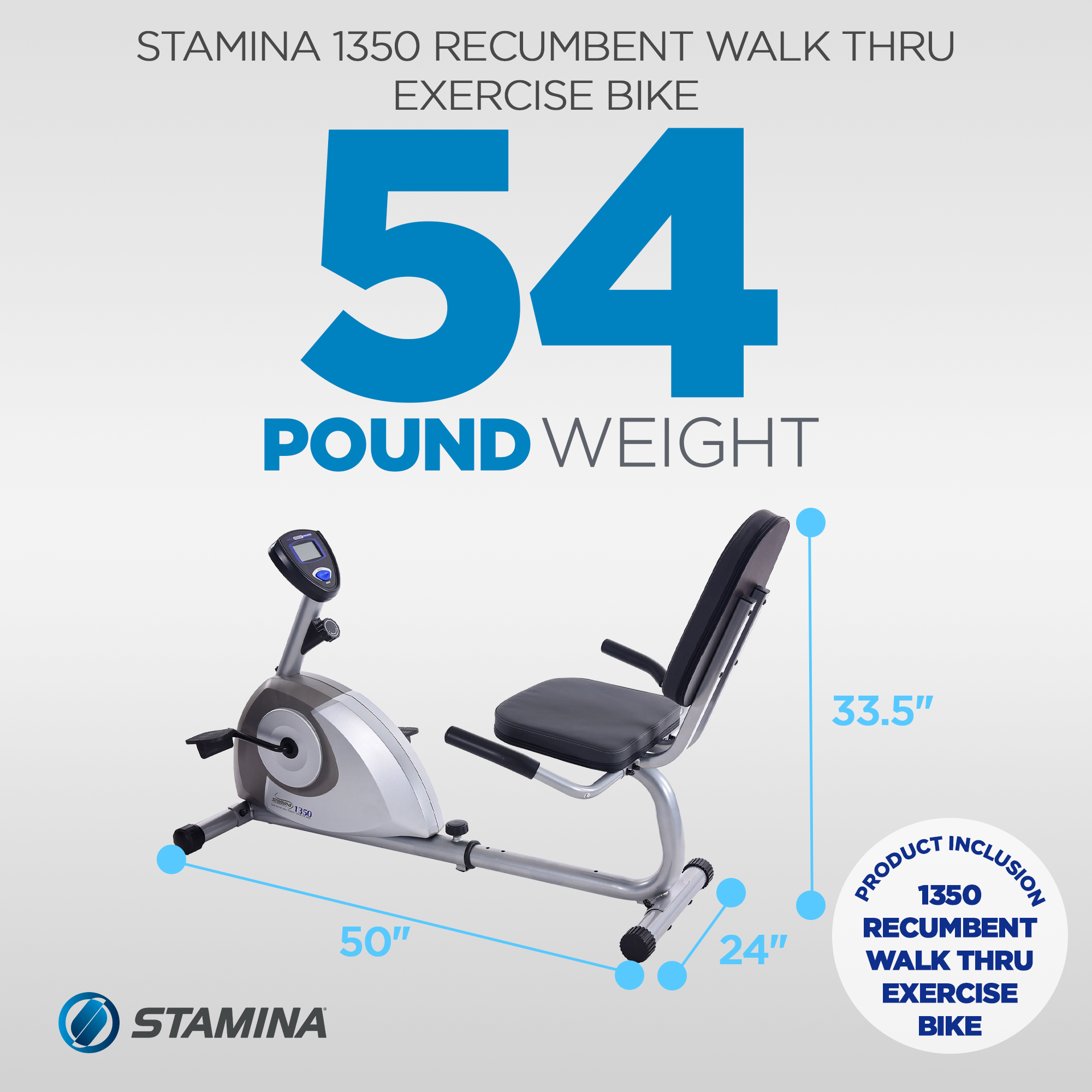 Stamina Products 1350 Magnetic Resistance Recumbent Walk Thru Exercise Bike