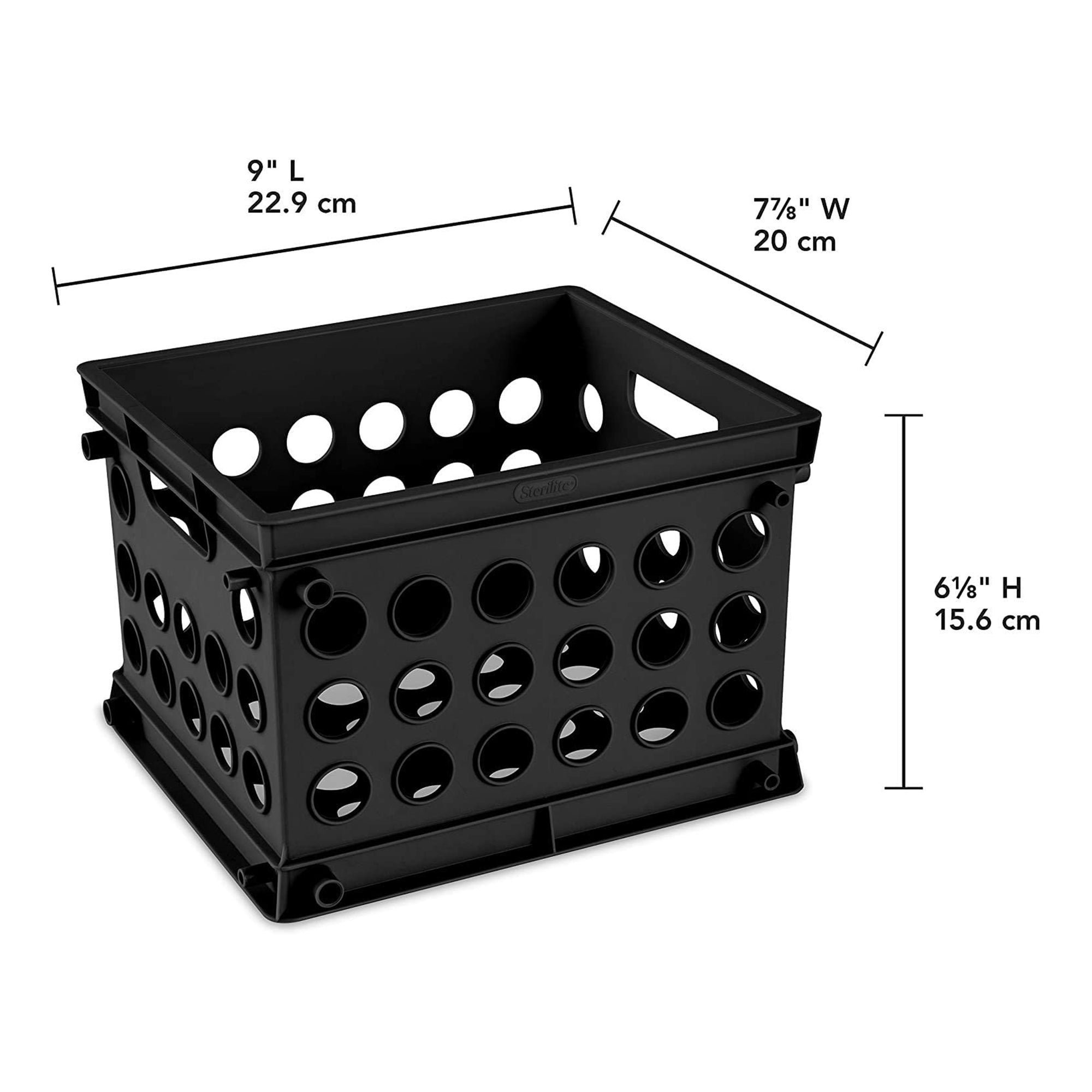 Sterilite Stackable Storage Organizer Mini Crate Set w/ Handles, Black, 48 Pack - VMInnovations