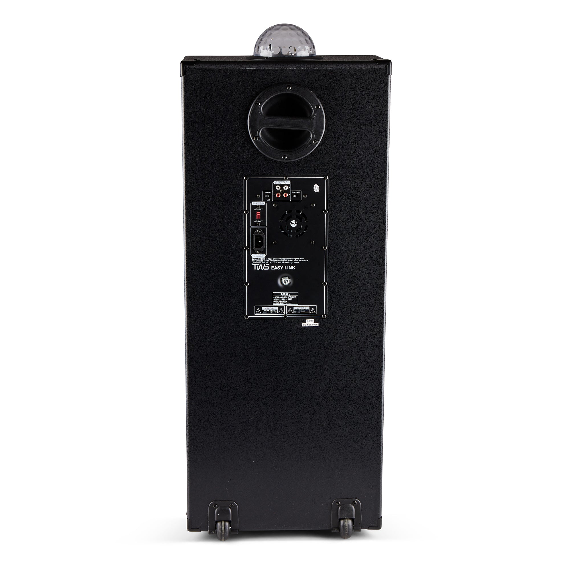 QFX Bluetooth High Power PA System w/ Blue LED Lights & Mic Inputs (For Parts)