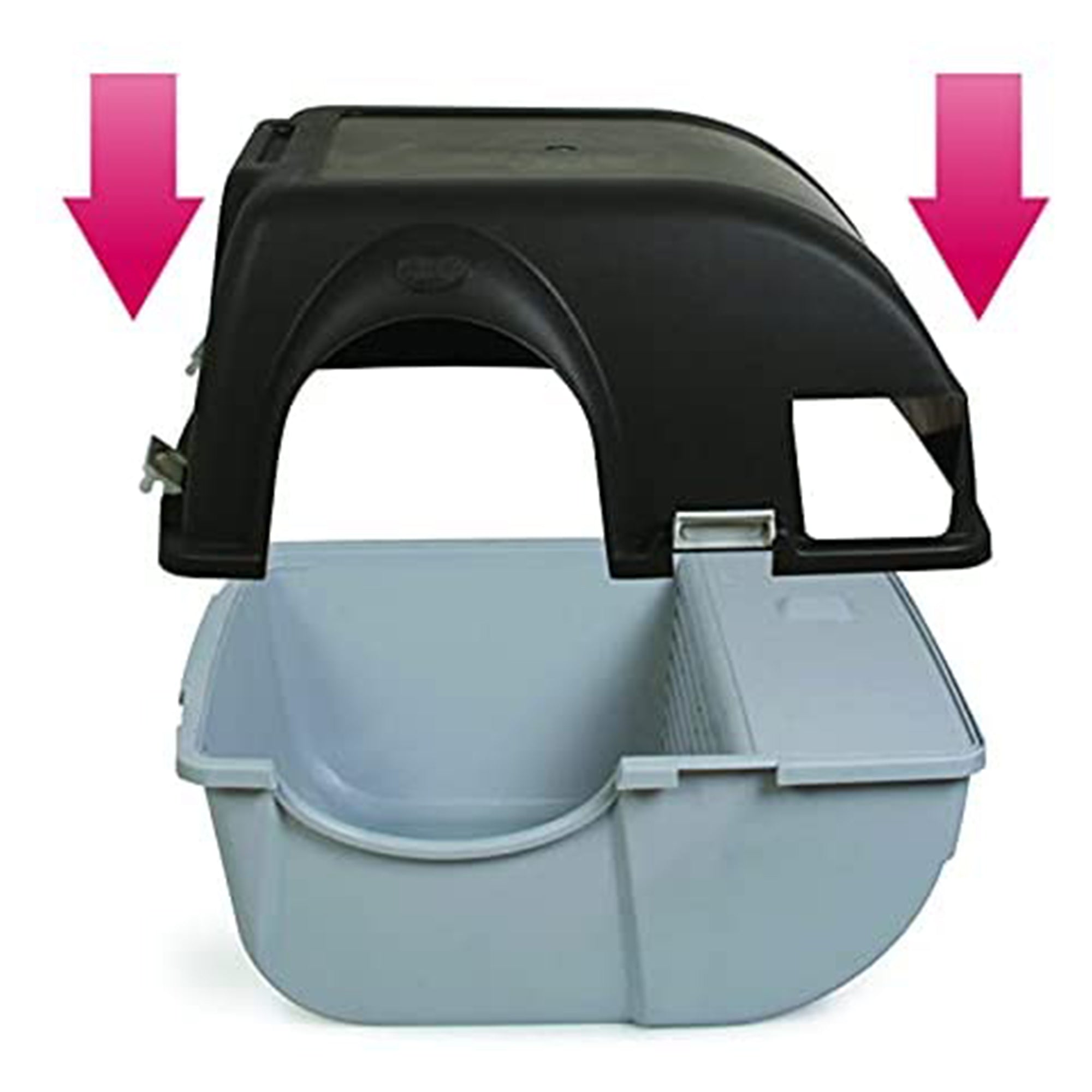 Omega Paw Roll 'n Clean Self Cleaning Litter Box for Regular Sized Cats, Pewter