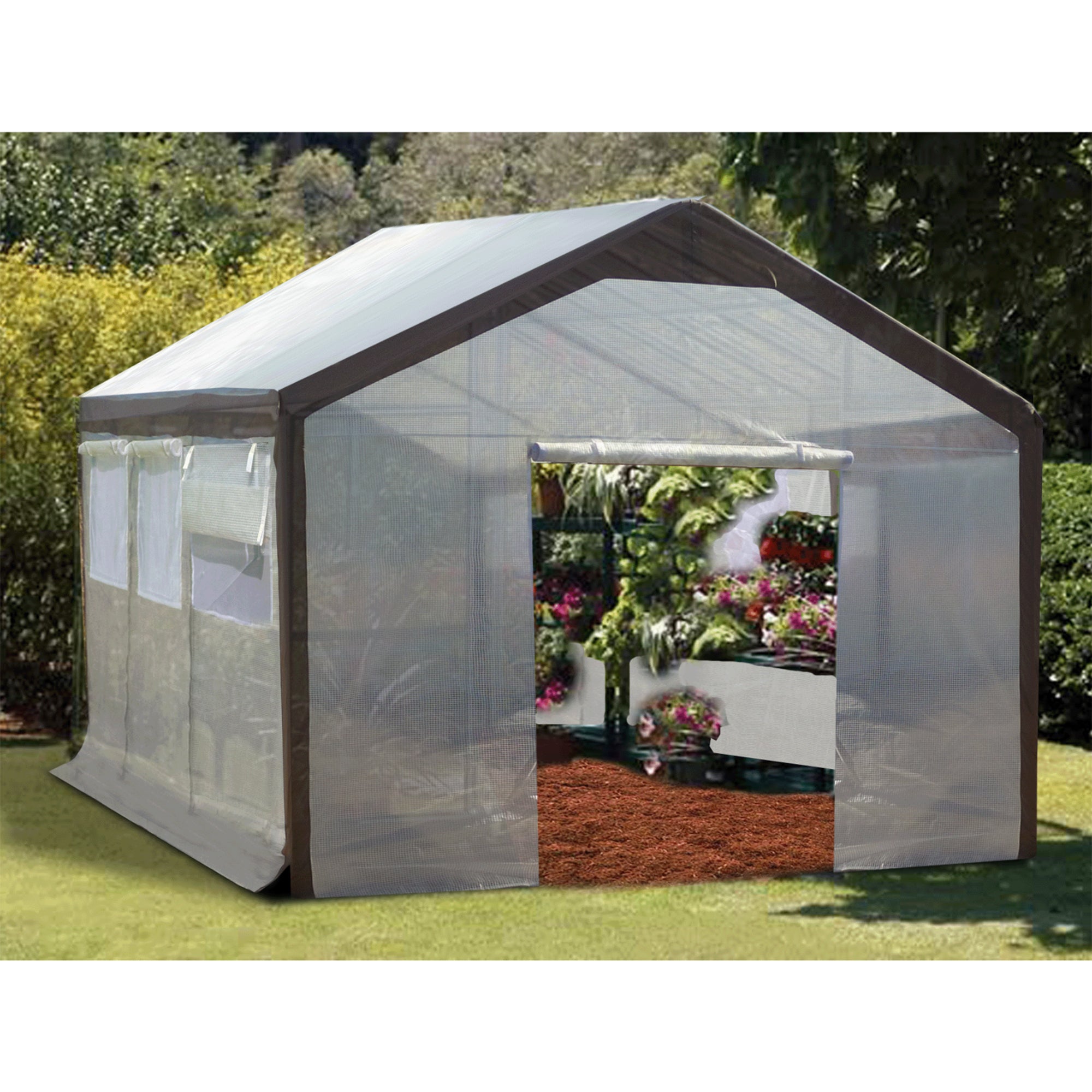 Spring Gardner Walk In Portable Gable Plant Garden Greenhouse, 20x10x9ft, Clear - VMInnovations