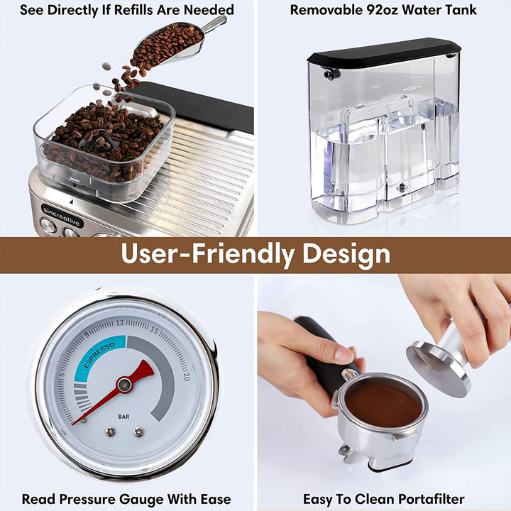 Sincreative Espresso Machine & Coffee Maker w/ Grinder & Steam Wand (For Parts) - VMInnovations