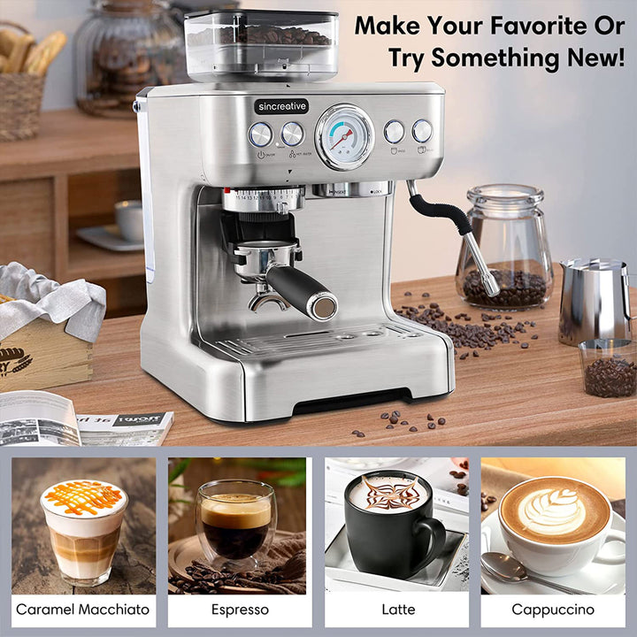 Sincreative Espresso Machine & Coffee Maker w/ Grinder & Steam Wand (For Parts) - VMInnovations