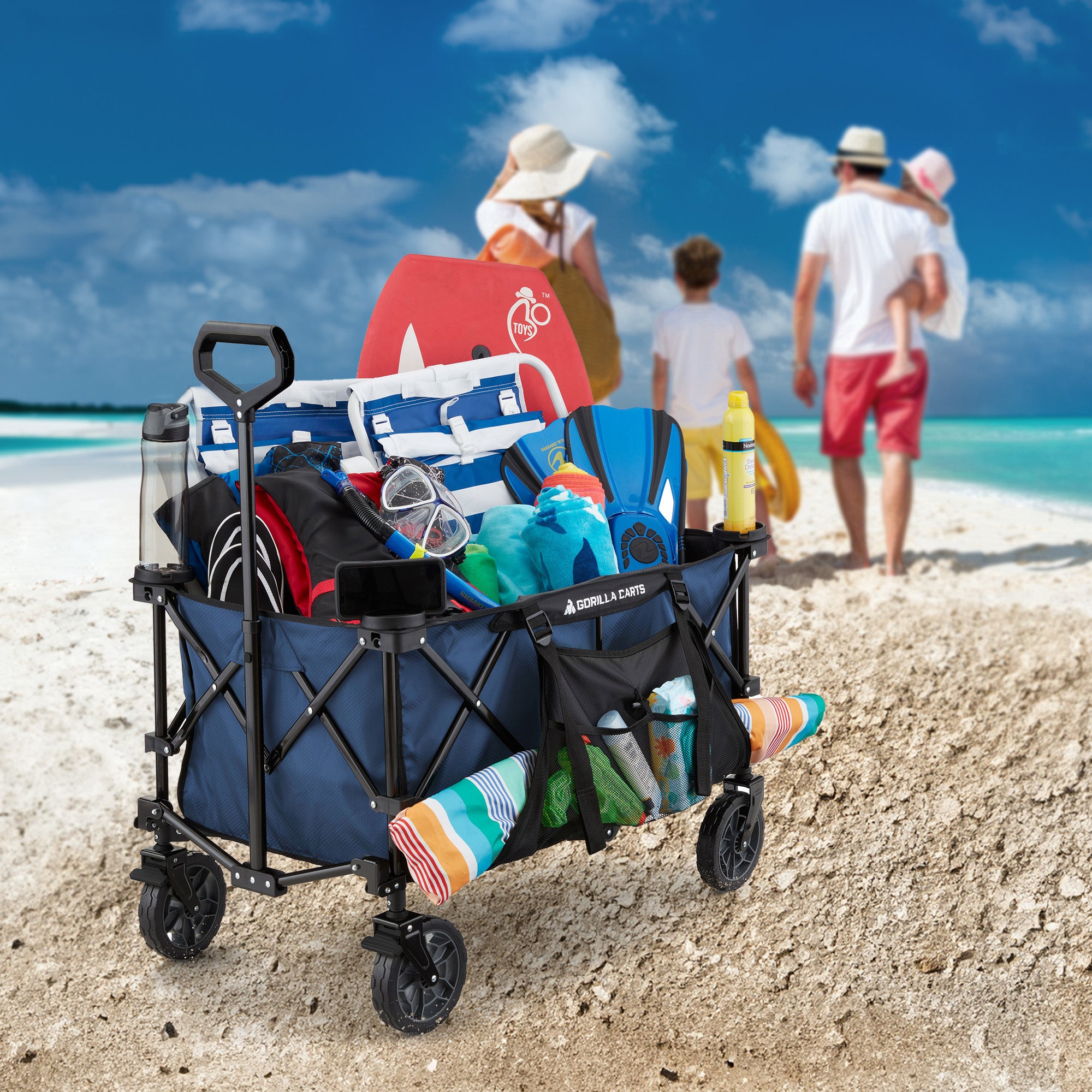 Gorilla Carts 7 Cubic Ft Foldable Utility Beach Wagon w/ Oversized Bed(Open Box) - VMInnovations
