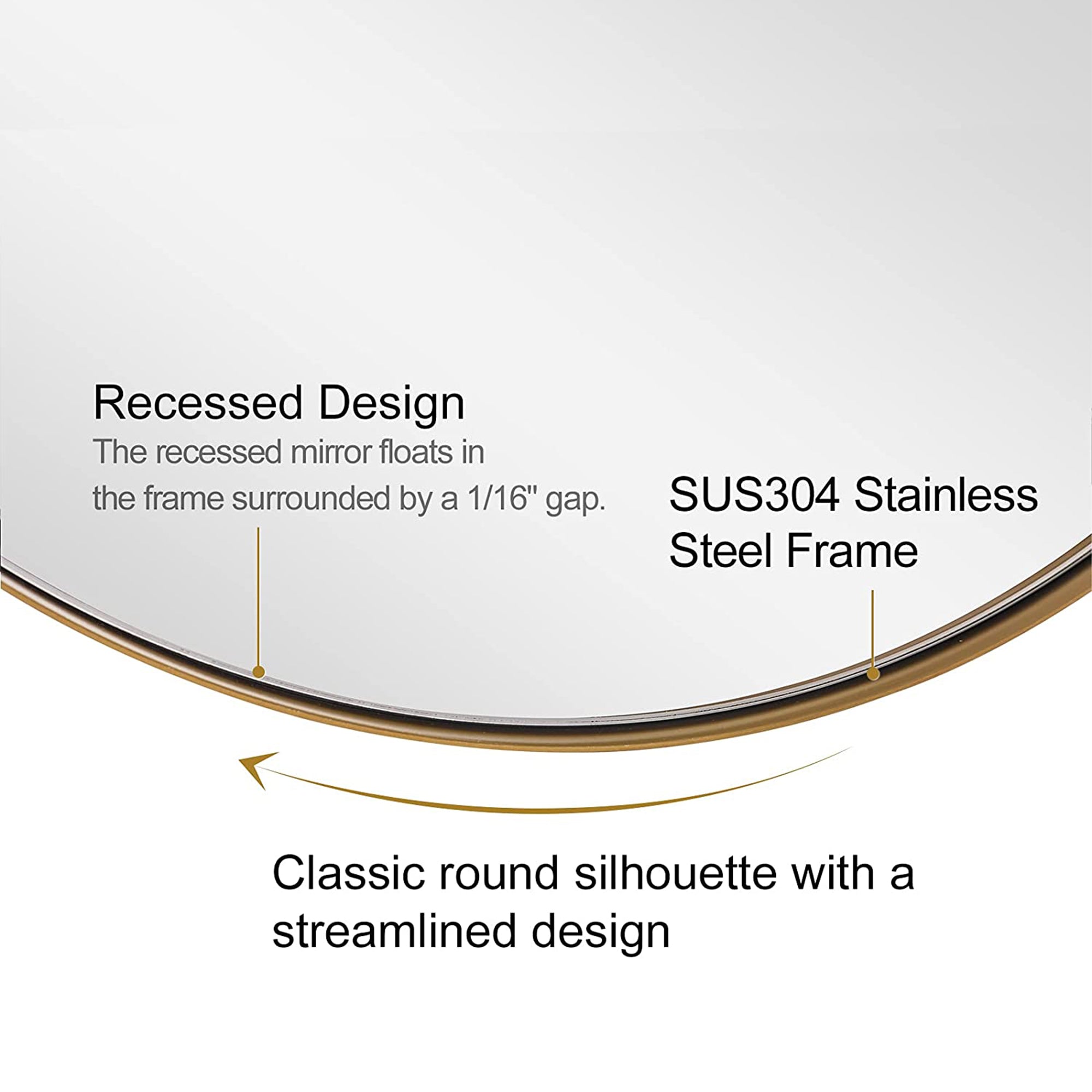 ANDY STAR 30" Round Circle Mirror with Stainless Steel Metal Frame, Gold (Used) - VMInnovations