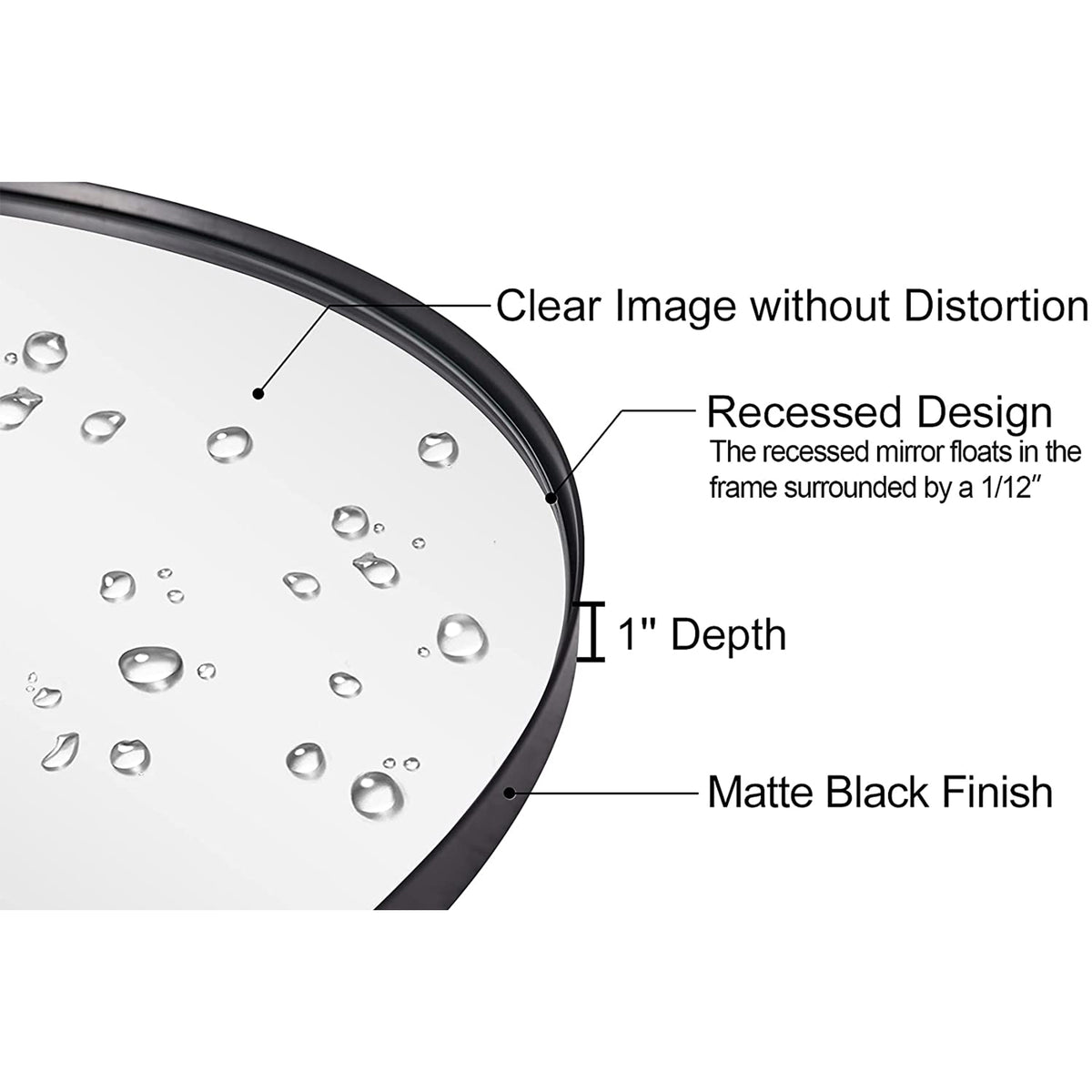 ANDY STAR Modern 20 x 28 Inch Oval Wall Hanging Bathroom Mirror, Matte Black