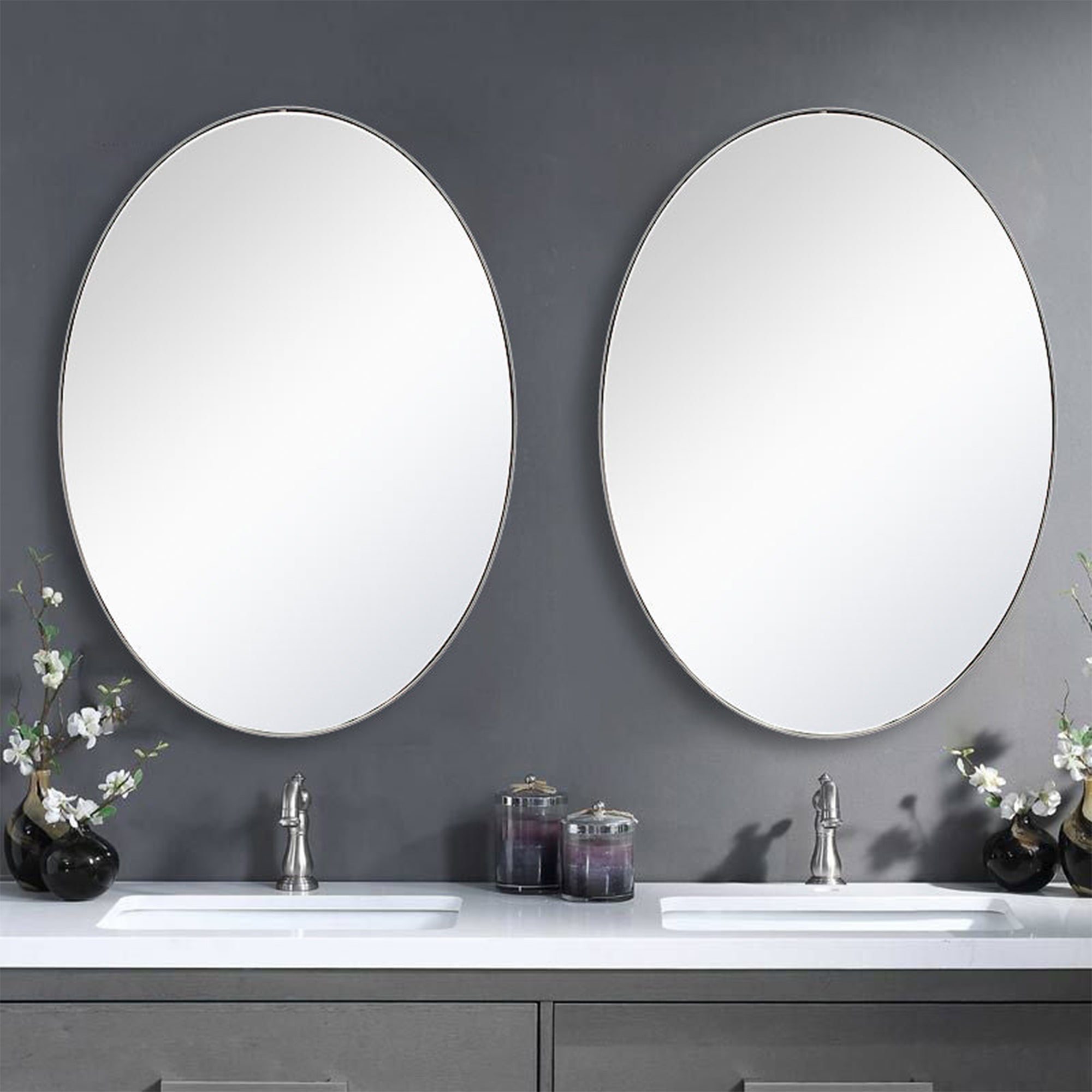 ANDY STAR Modern 22 x 30 Inch Oval Wall Hanging Bathroom Mirror (Open Box) - VMInnovations