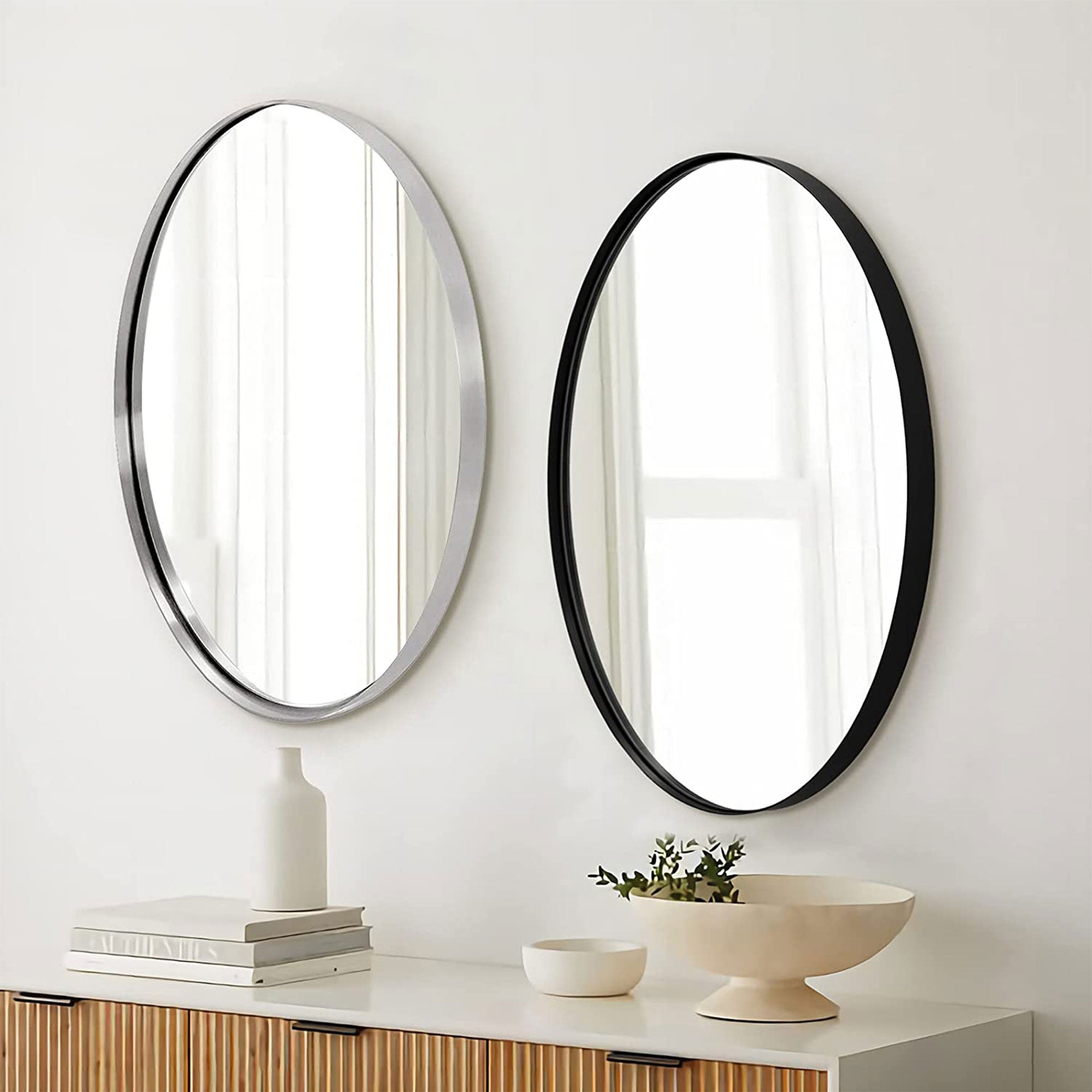 ANDY STAR Modern 24 x 36 Inch Oval Wall Hanging Bathroom Mirror (Open Box) - VMInnovations