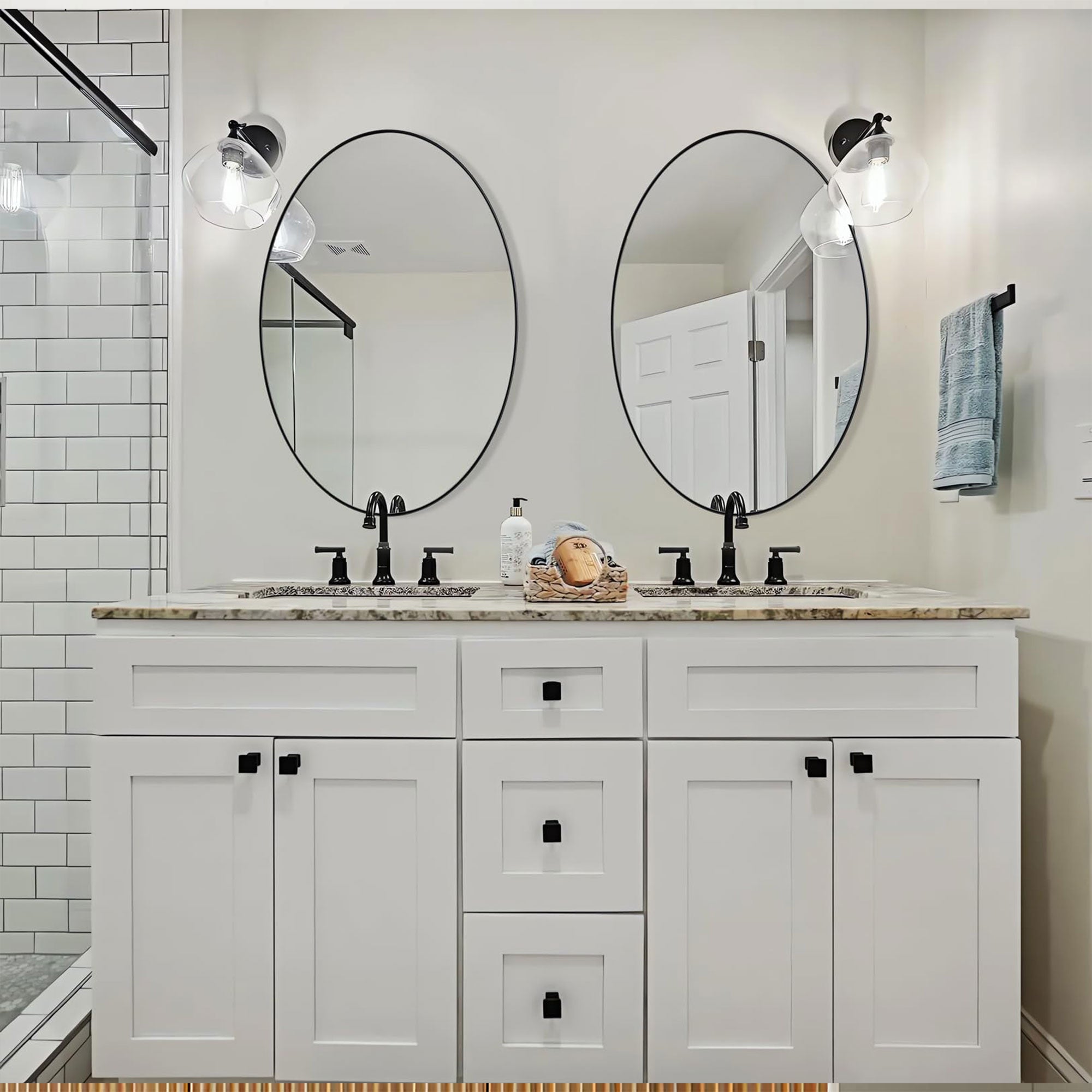 ANDY STAR Modern 24 x 36 Inch Oval Wall Hanging Bathroom Mirror (Open Box) - VMInnovations