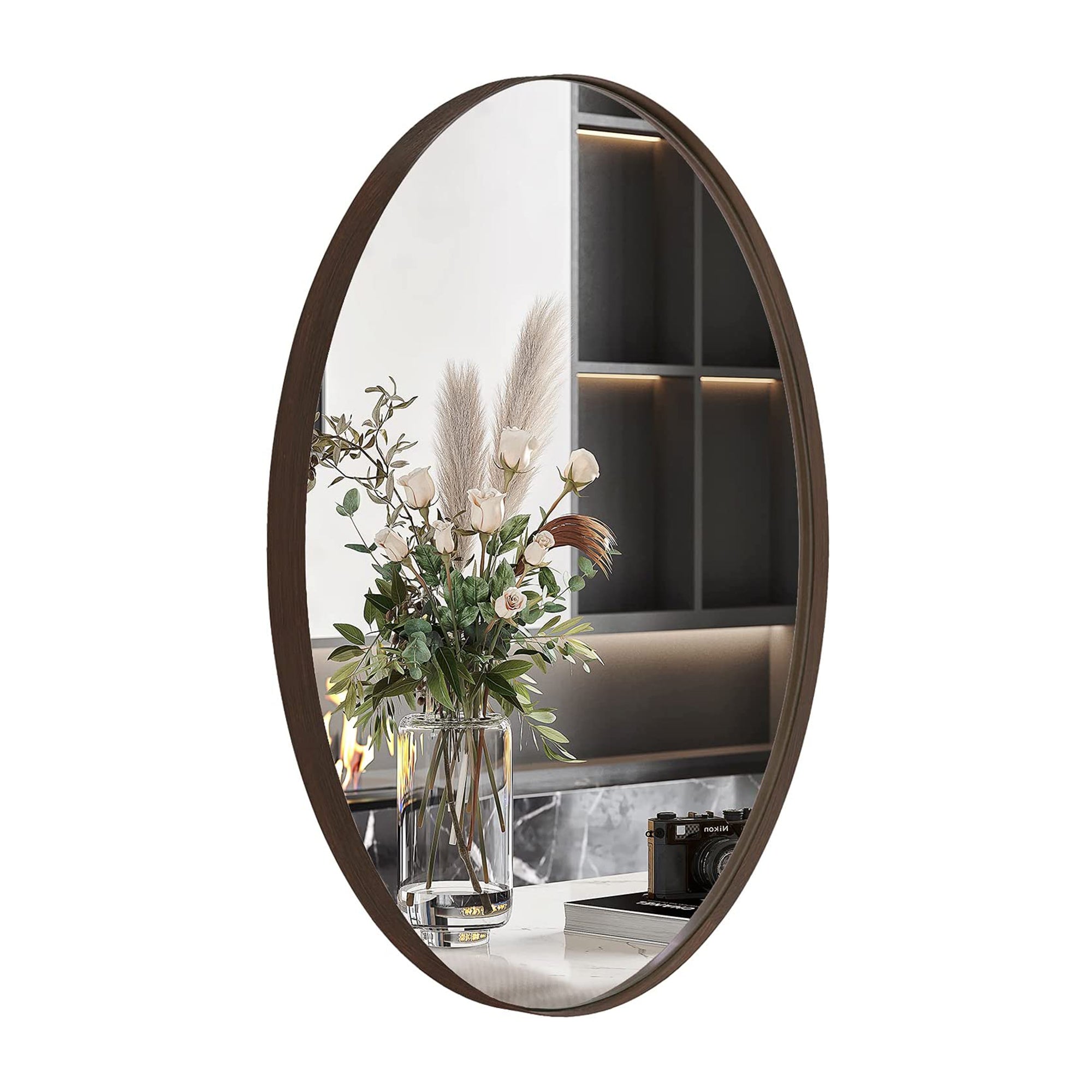 ANDY STAR Modern 22'x30' Oval Wall Hanging Bathroom Mirror, Brushed Bronze(Used) - VMInnovations