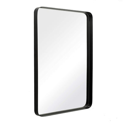 22 x 30 Inch Rectangular Metal Frame Hanging Mirror, Matte Black (Open Box)