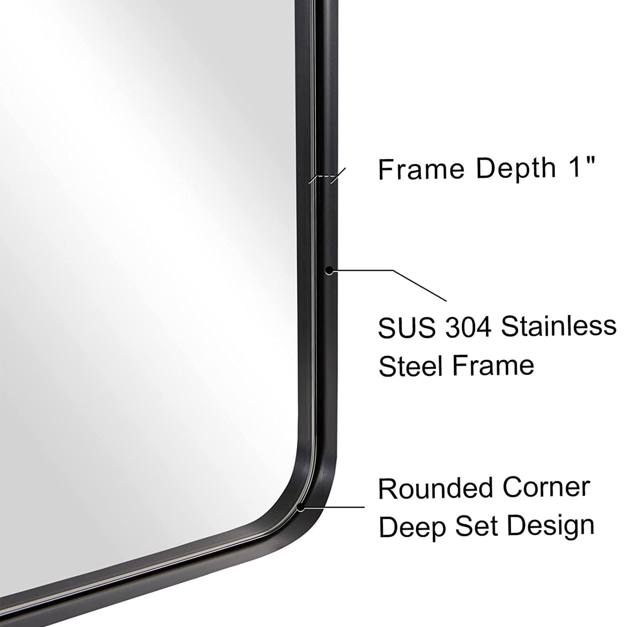 ANDY STAR 24 x 36 Inch Rectangular Hanging Deep Metal Frame Wall Mirror, Black - VMInnovations