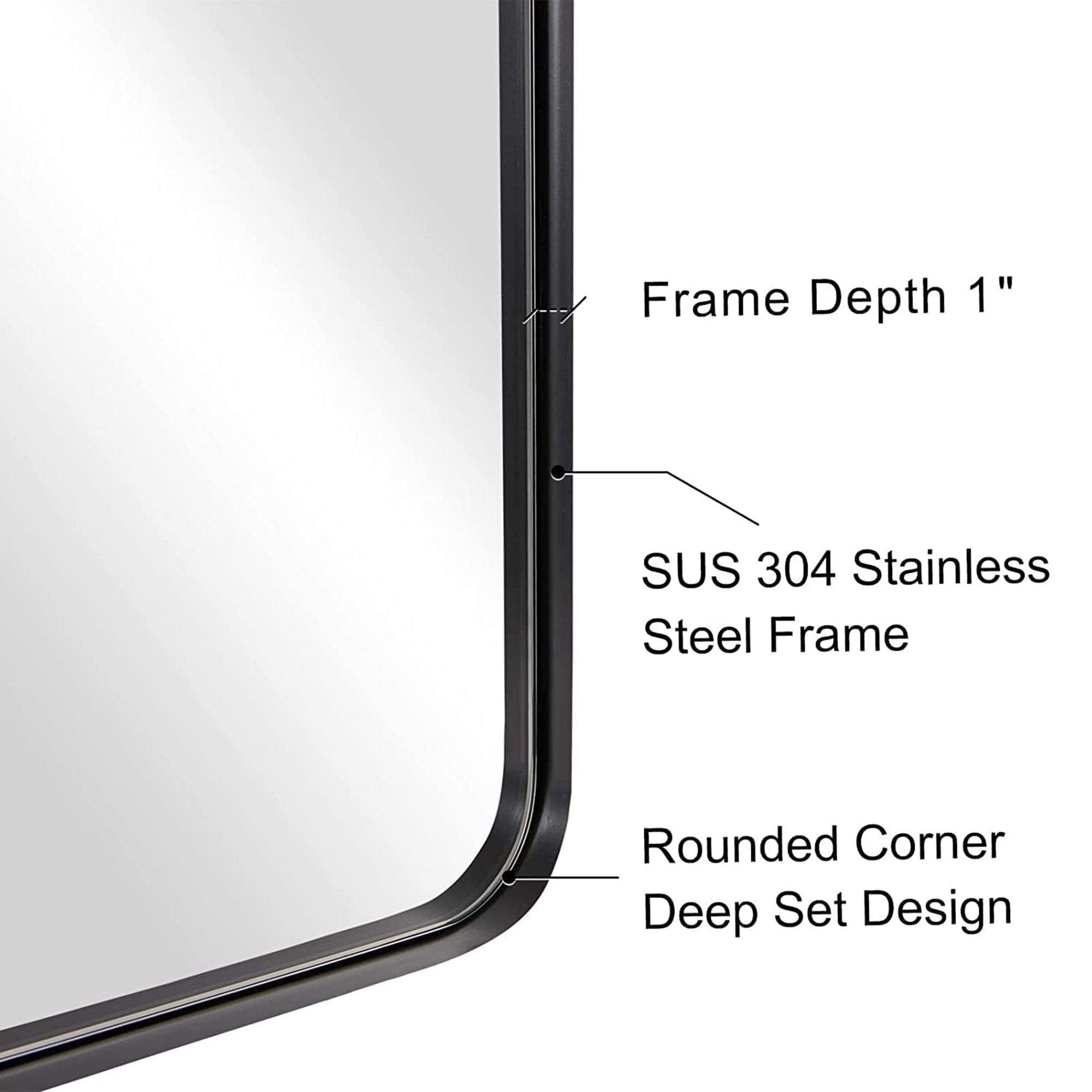 ANDY STAR 22"x30" Rectangular Hanging Bathroom Mirror, Matte Black (For Parts) - VMInnovations