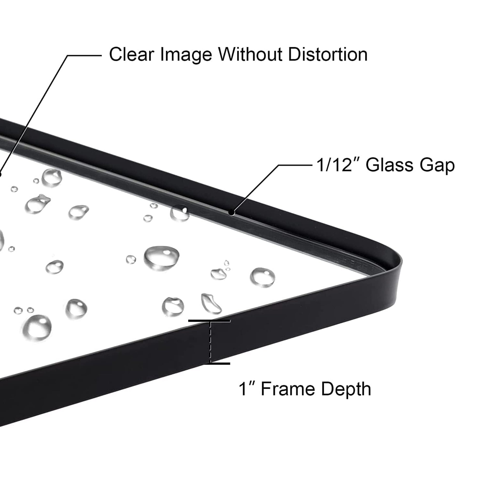 ANDY STAR 16 x 20 Inch Rectangular Hanging Bathroom Vanity Mirror, Black (Used) - VMInnovations