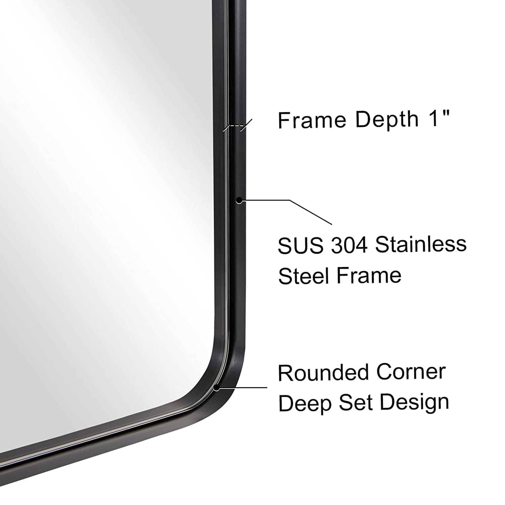 ANDY STAR 16 x 20 Inch Rectangular Hanging Bathroom Vanity Mirror, Black (Used) - VMInnovations