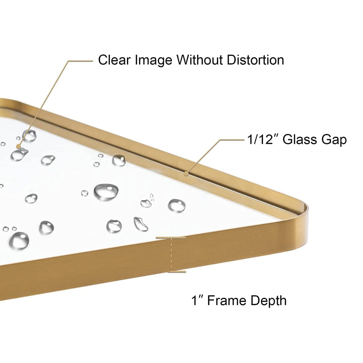 ANDY STAR Modern 20 x 28 Inch Rectangular Hanging Bathroom Vanity Mirror, Gold