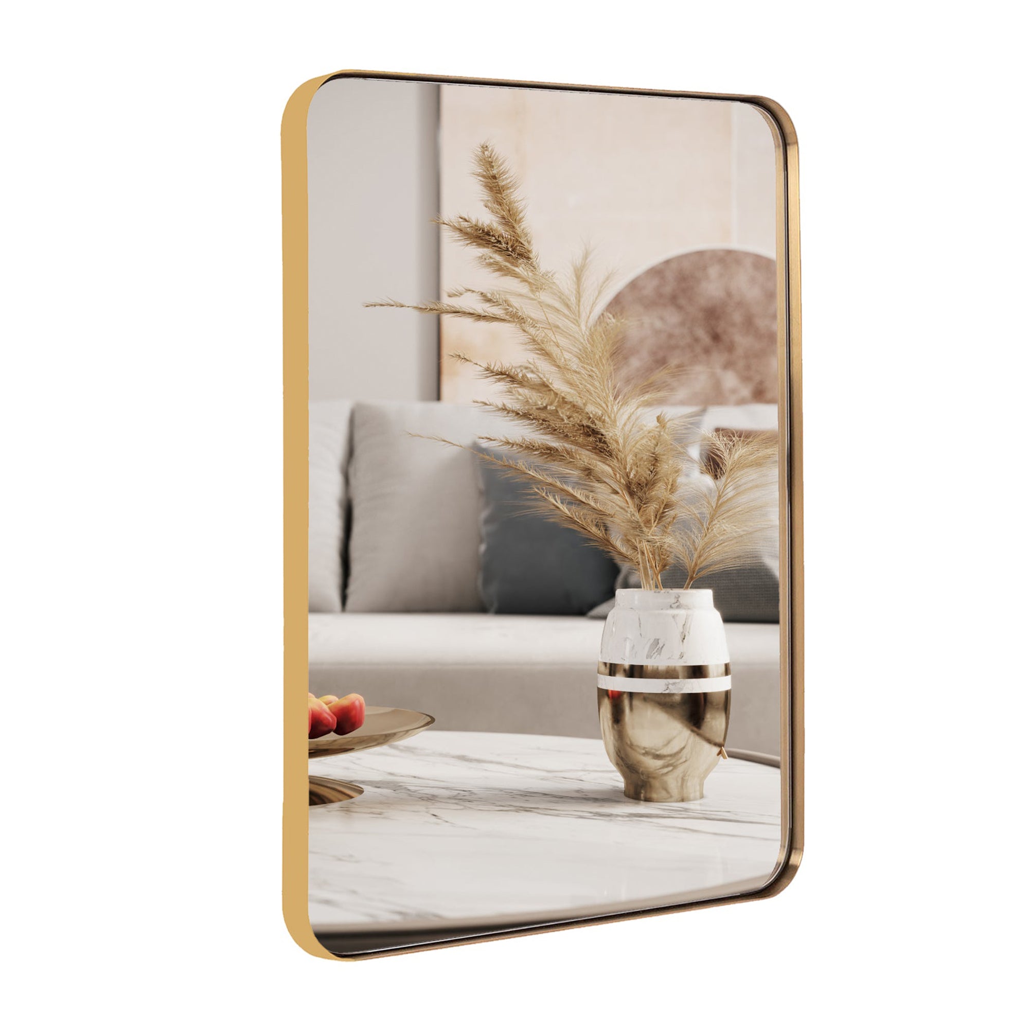 ANDY STAR Modern 20 x 28 Inch Rectangular Hanging Bathroom Vanity Mirror, Gold