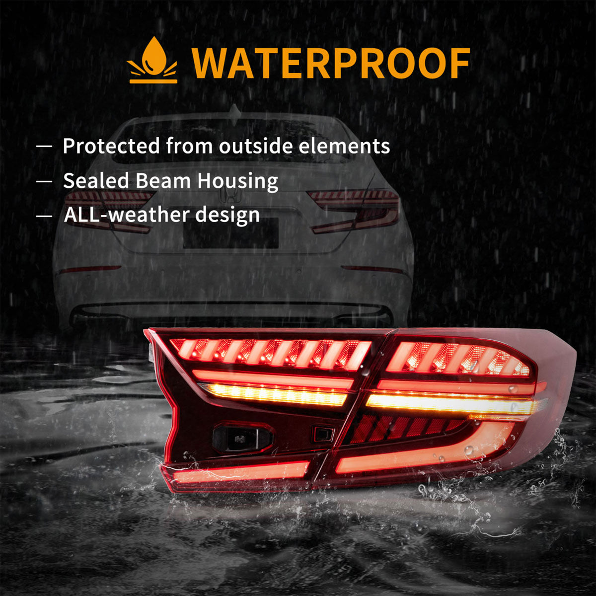 Vland YAB-HD-0307 LED Taillights w/ Turn Signals for 2018-20 Honda Accord, Pair - VMInnovations