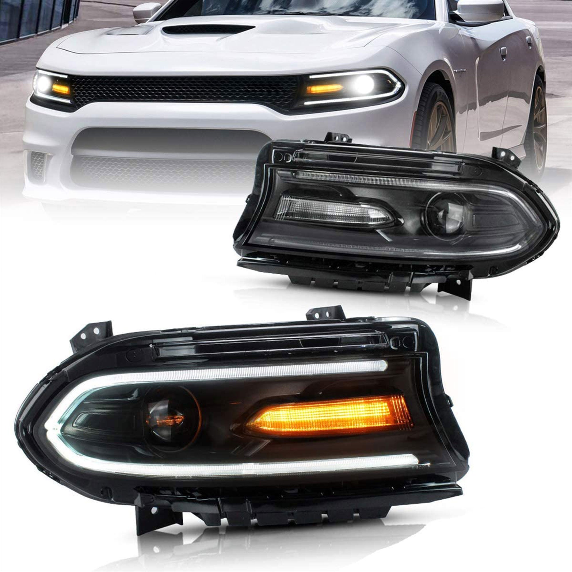 VLAND YAA-XCHR-2033 Pro RGB LED Headlights for 15-20 Dodge Charger (Open Box) - VMInnovations