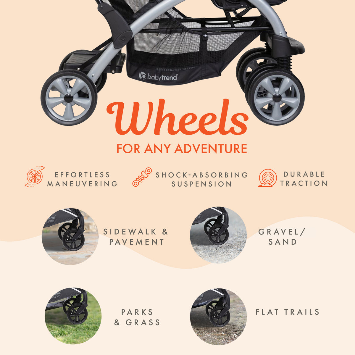 Baby Trend Sit N' Stand Foldable Front and Rear Seat Ultra Stroller, Phantom
