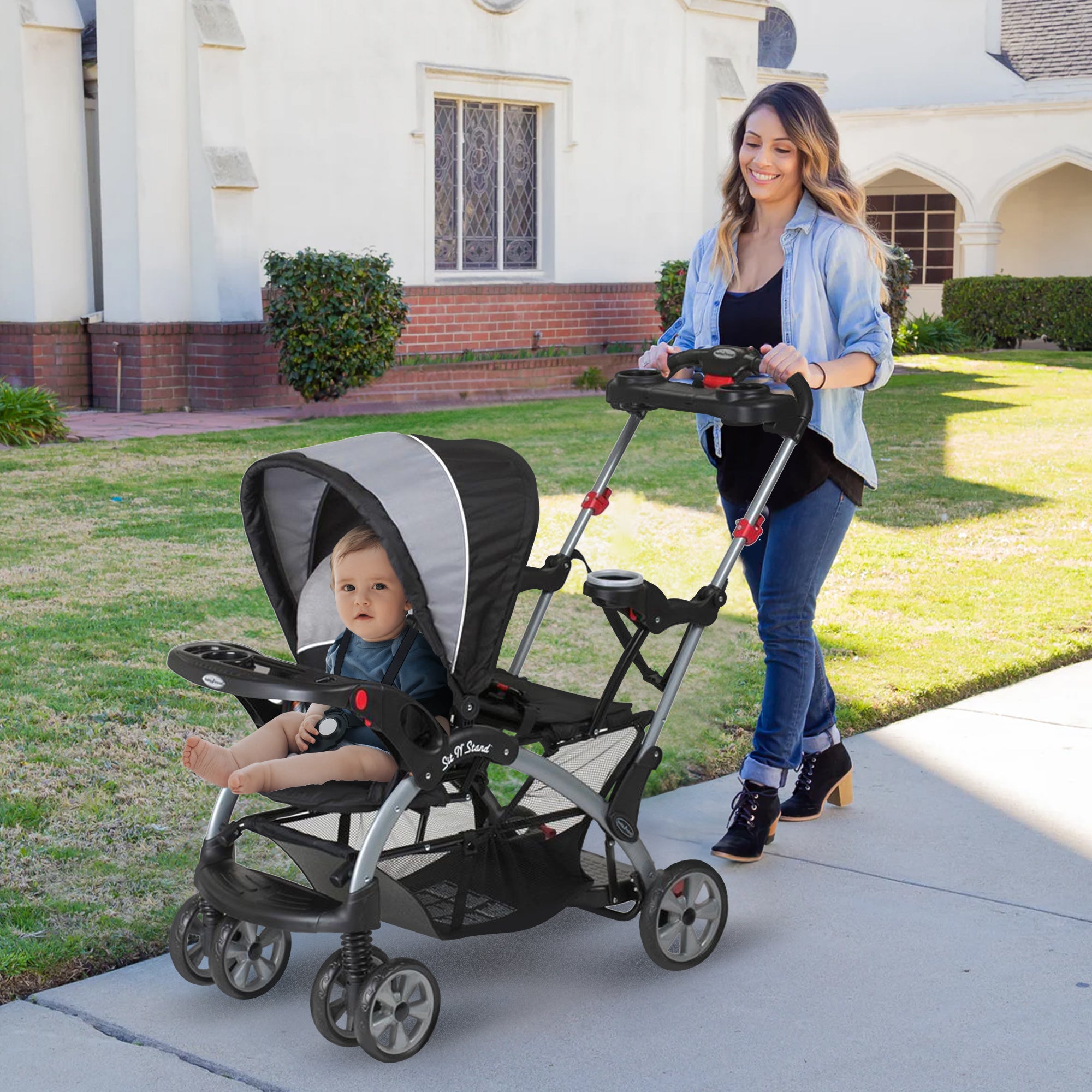 Baby Trend Sit N' Stand Foldable Front and Rear Seat Ultra Stroller (Open Box)