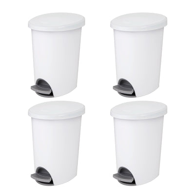 Sterilite 10818002 2.6 Gallon Ultra StepOn Wastebasket with Lid and Base, 4 Pack