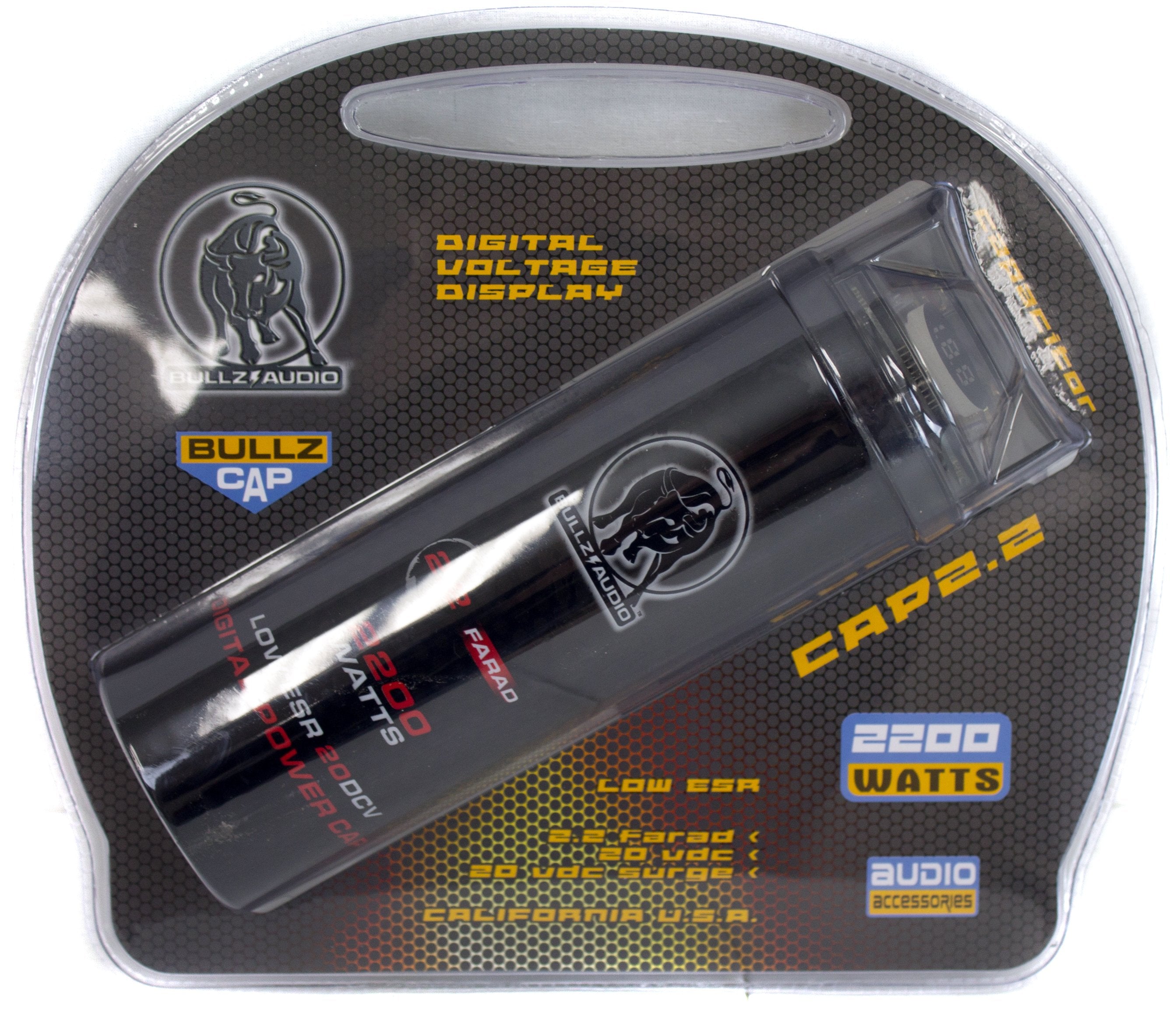 BULLZ AUDIO 2200 Watt 12v 2.2 Digital Car Power Farad Capacitor (Refurbished)