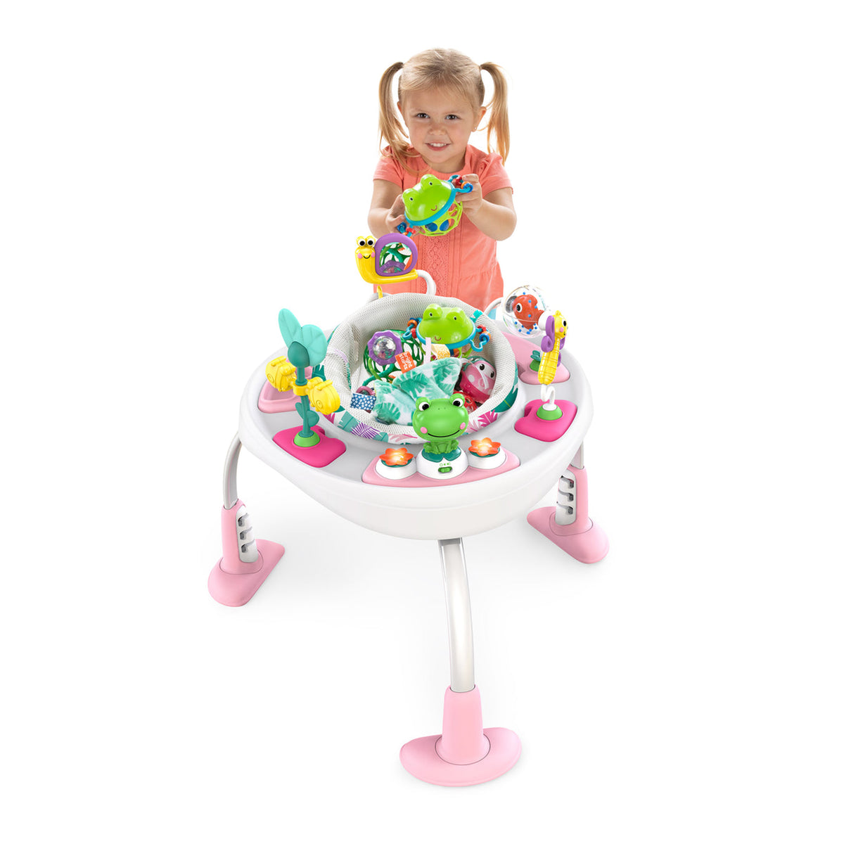Bright Starts Bounce Bounce Baby 2 in 1 Activity Jumper and Table, Playful Palms - VMInnovations