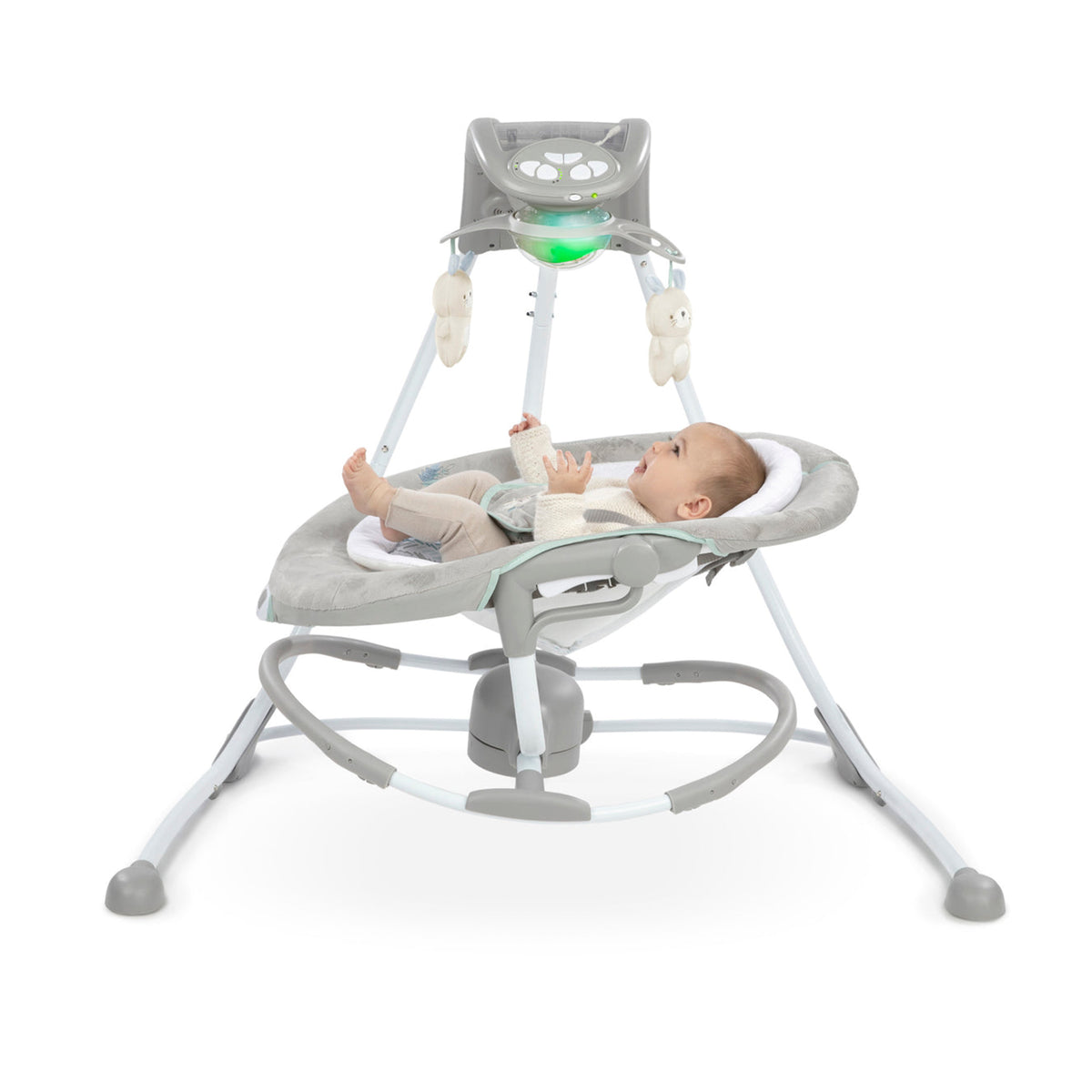 Ingenuity InLighten Baby Electric Cradling Swing Rocker Chair w/ Lights, Gray - VMInnovations