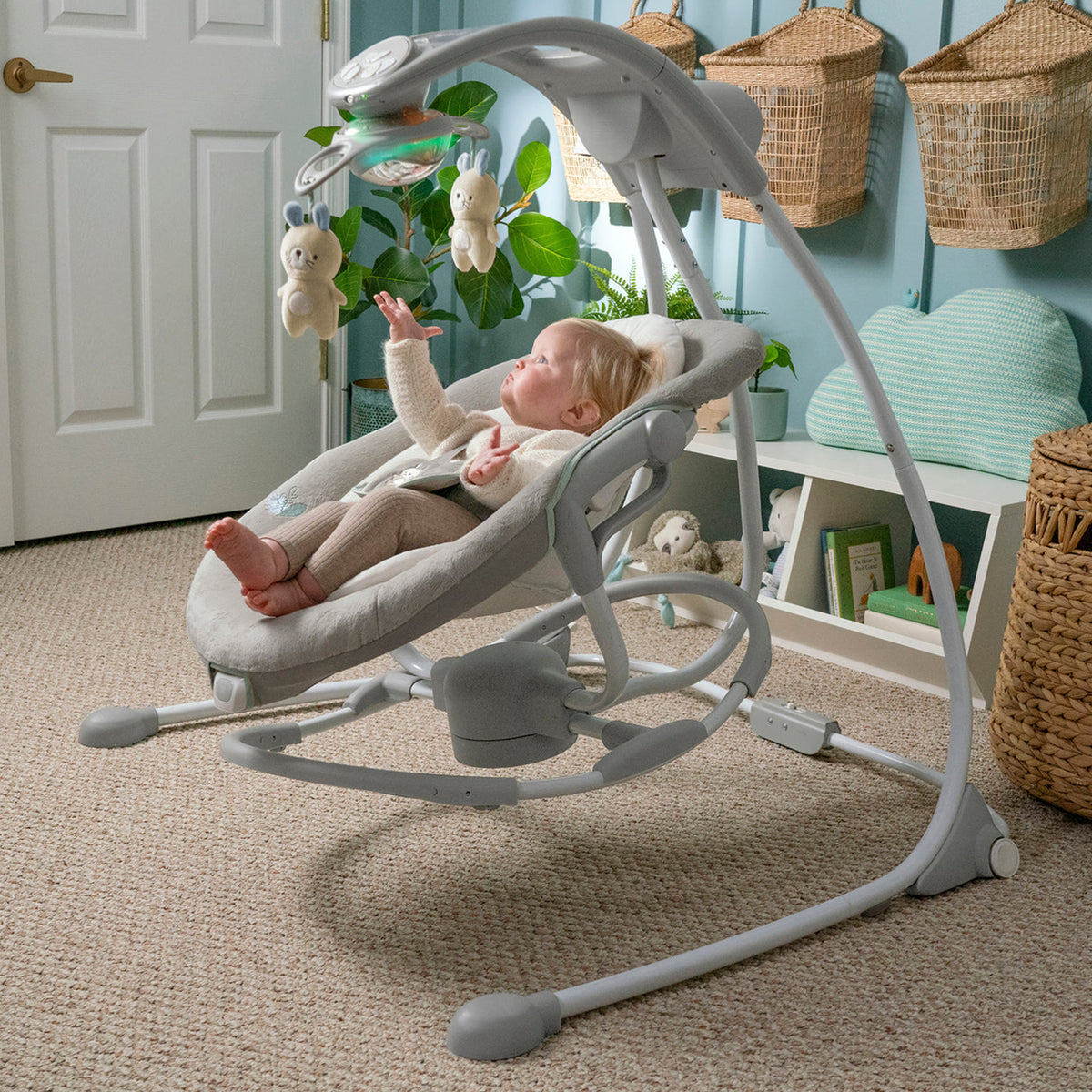 Ingenuity InLighten Baby Electric Cradling Swing Rocker Chair w/ Lights, Gray - VMInnovations