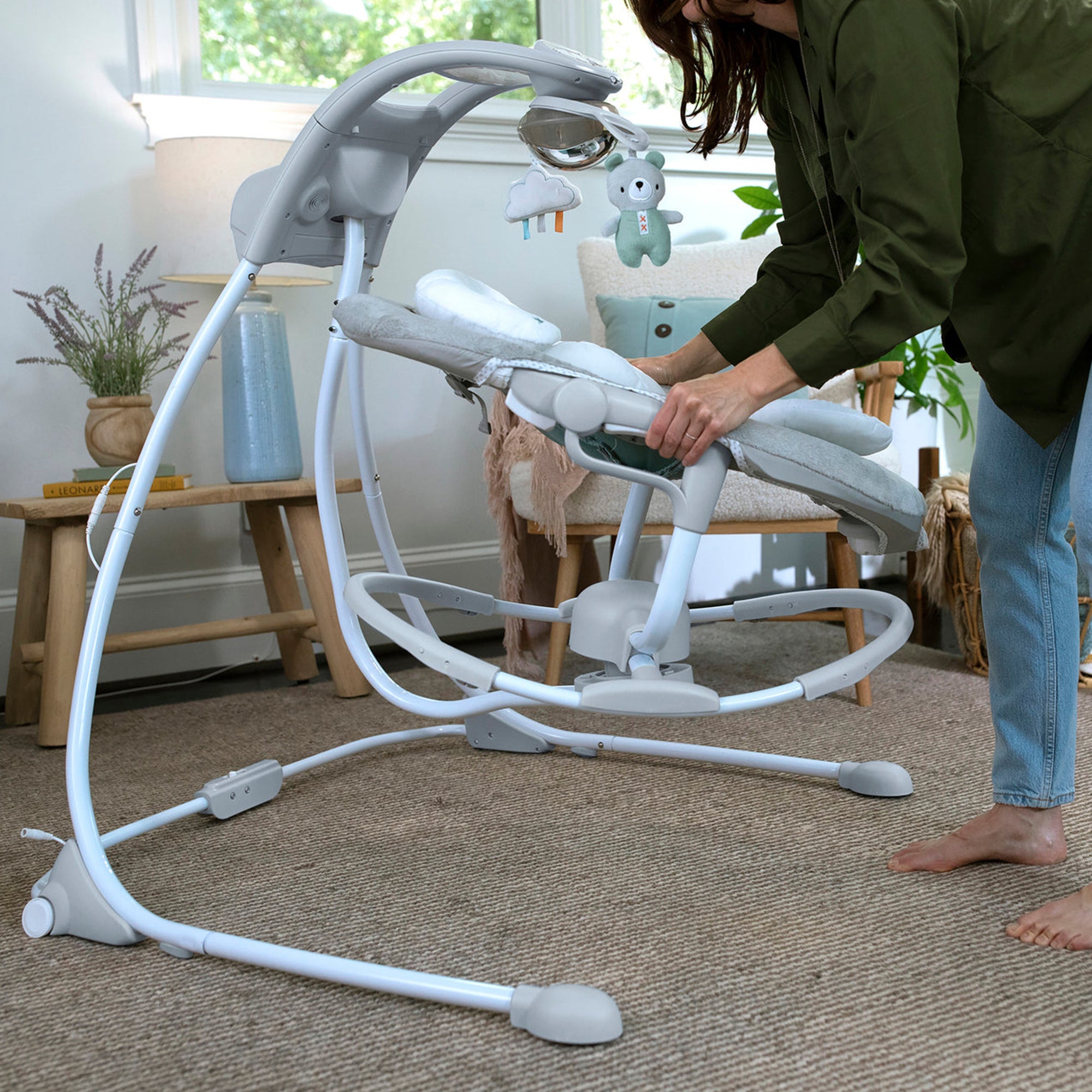 Ingenuity InLighten Baby Electric Cradling Swing Swivel Rocker Chair, Pemberton - VMInnovations