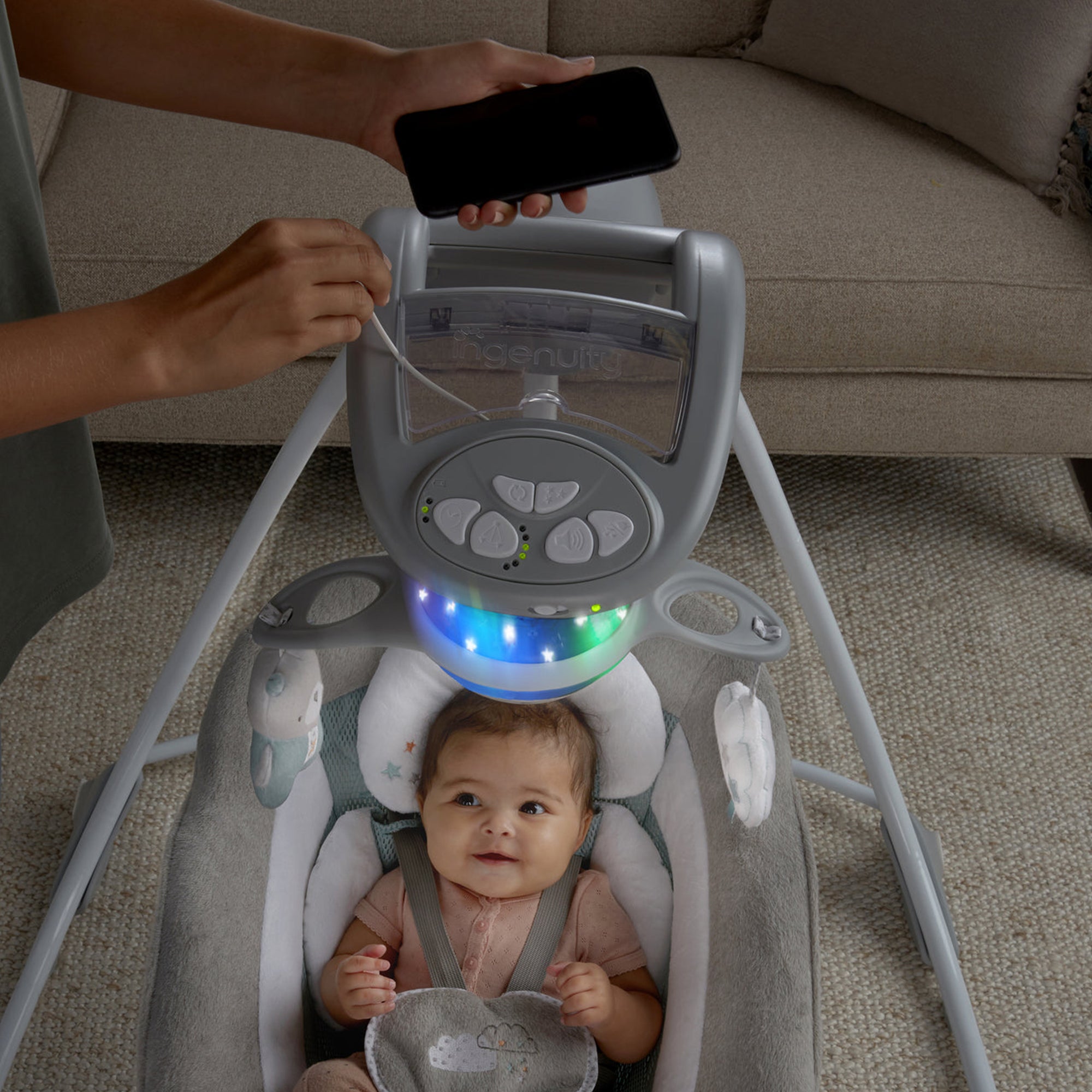 Ingenuity Baby Electric Cradling Swing Swivel Rocker Chair, Pemberton (Open Box) - VMInnovations