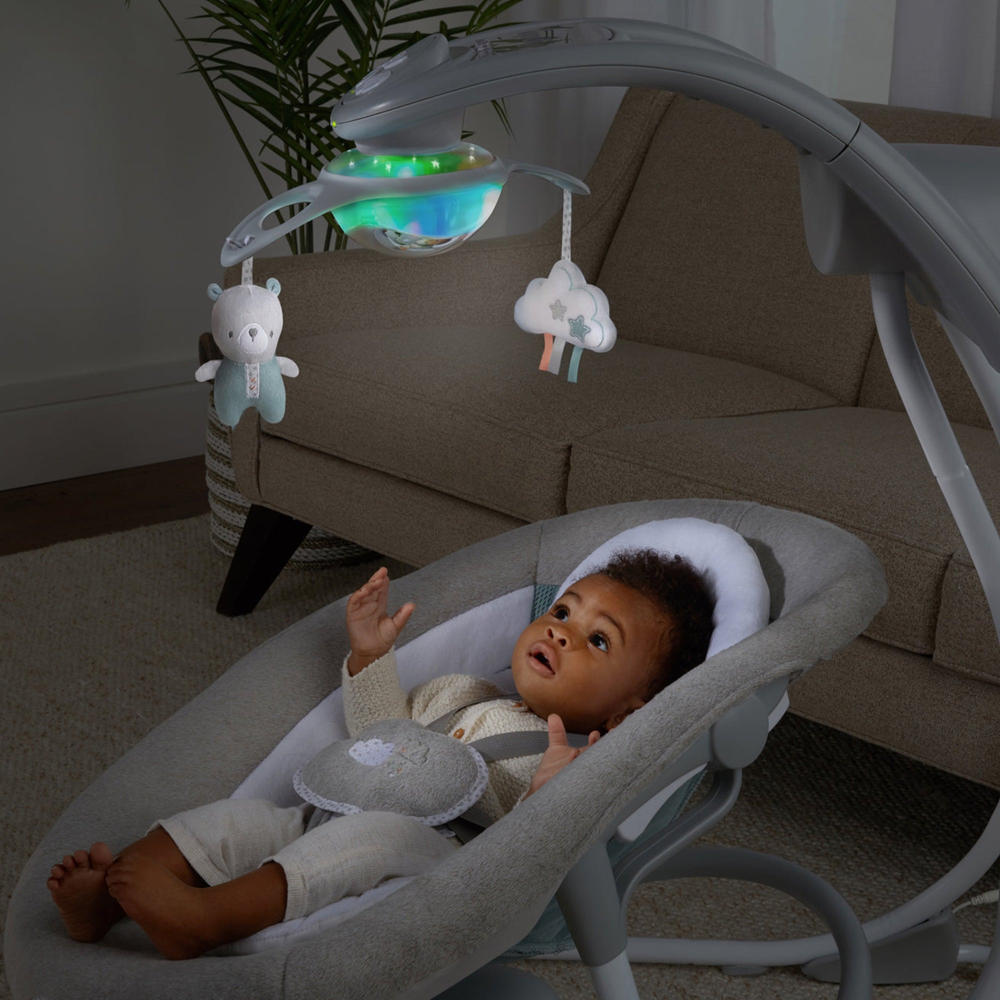 Ingenuity InLighten Baby Electric Cradling Swing Swivel Rocker Chair, Pemberton - VMInnovations