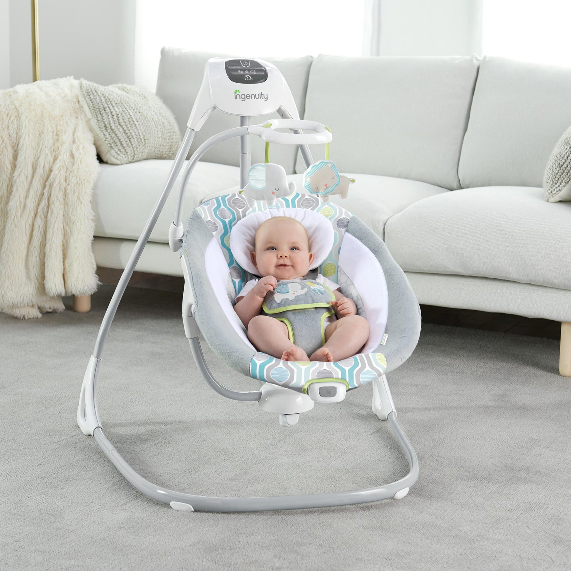 Ingenuity SimpleComfort Baby Electric Soothing Swing Swivel Rocker, Everston - VMInnovations