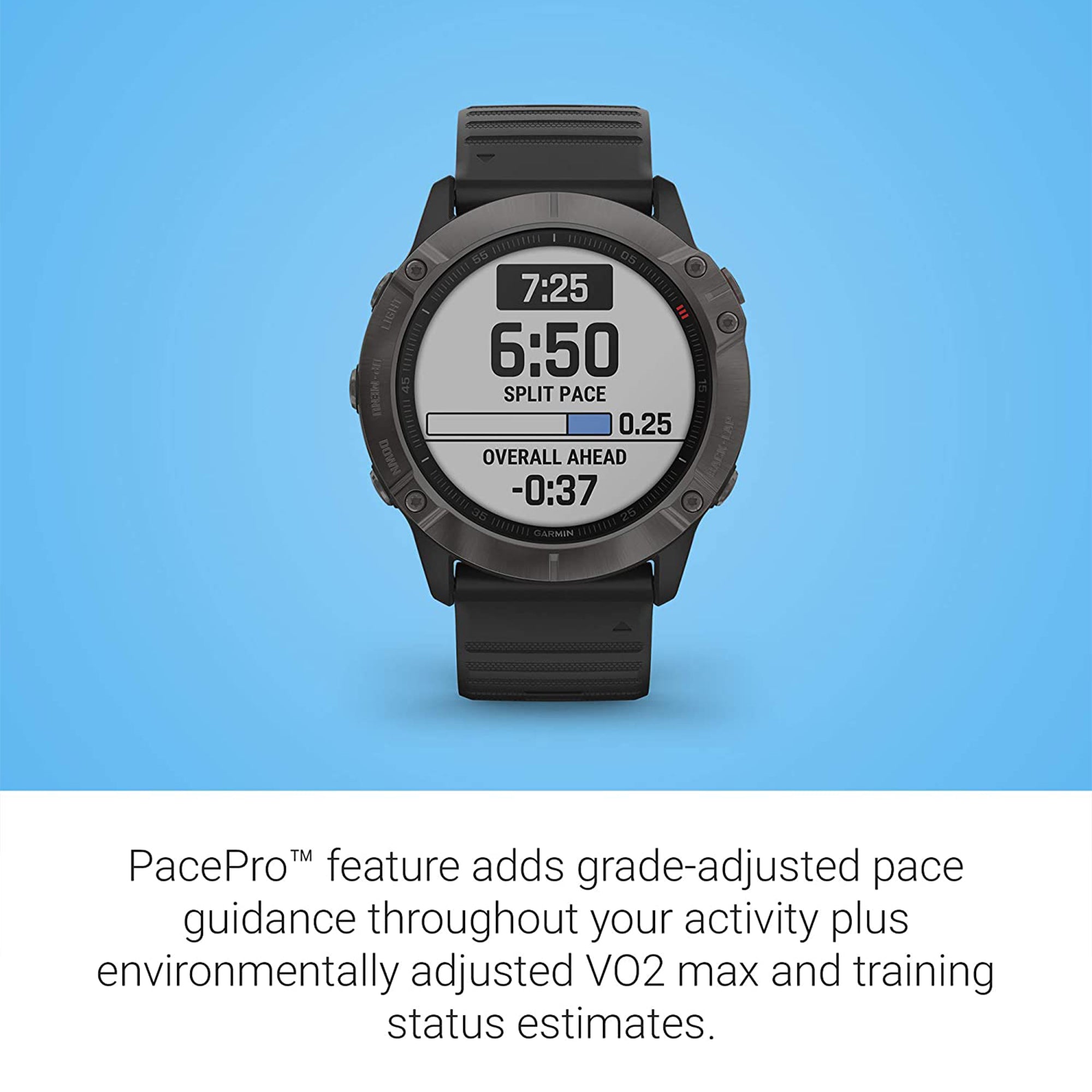 Garmin 51 MM fenix 6X Sapphire Multisport GPS Smartwatch w/ Silicone Band, Black