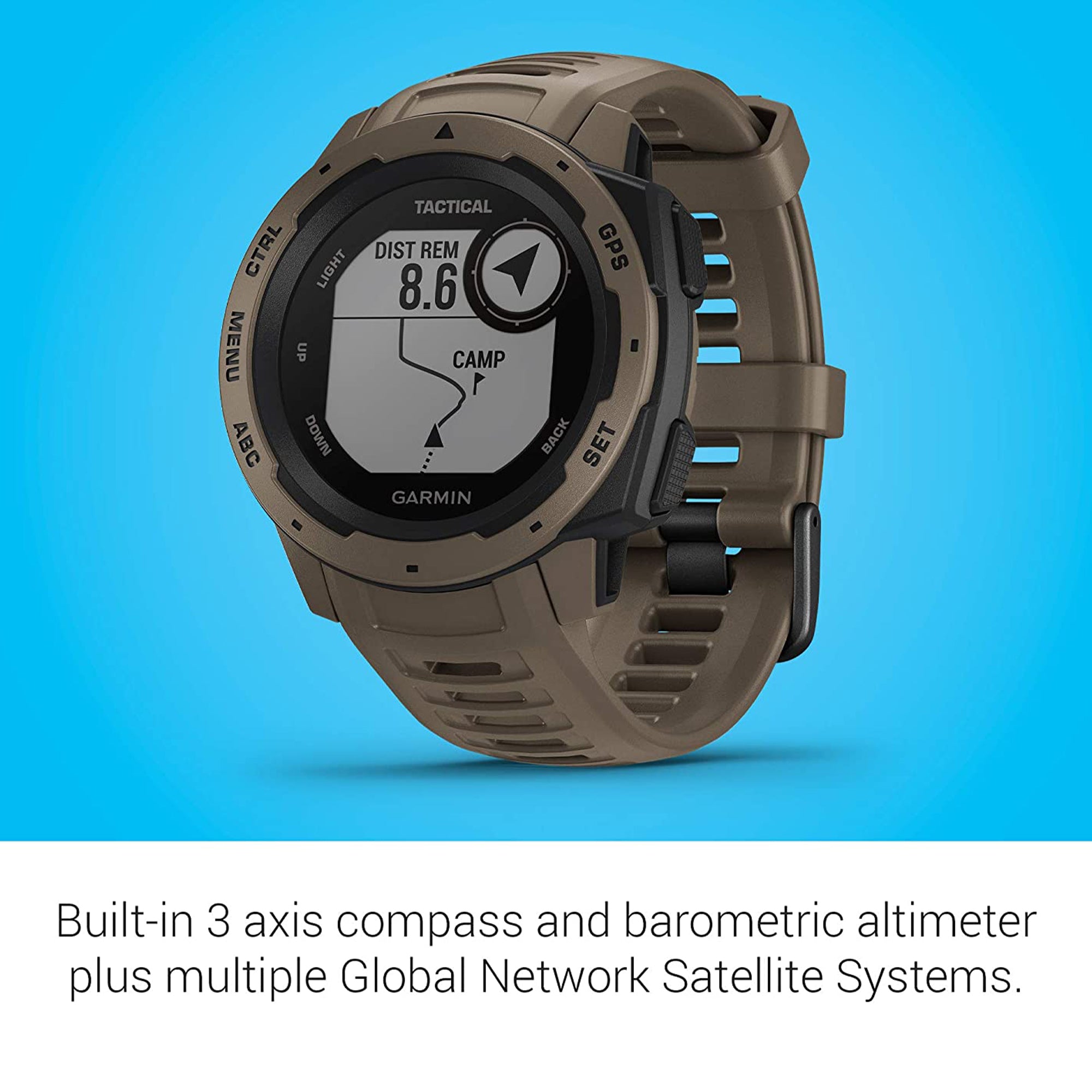 Garmin Instinct Tactical Rugged GPS Enabled Waterproof Smartwatch, Tactical Tan