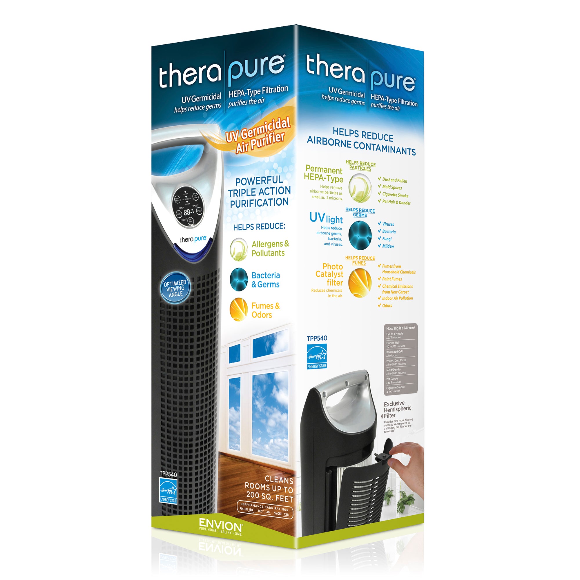 ENVION Therapure Medium to Large Room HEPA Air Purifier Tower w/3 Speeds (Used) - VMInnovations