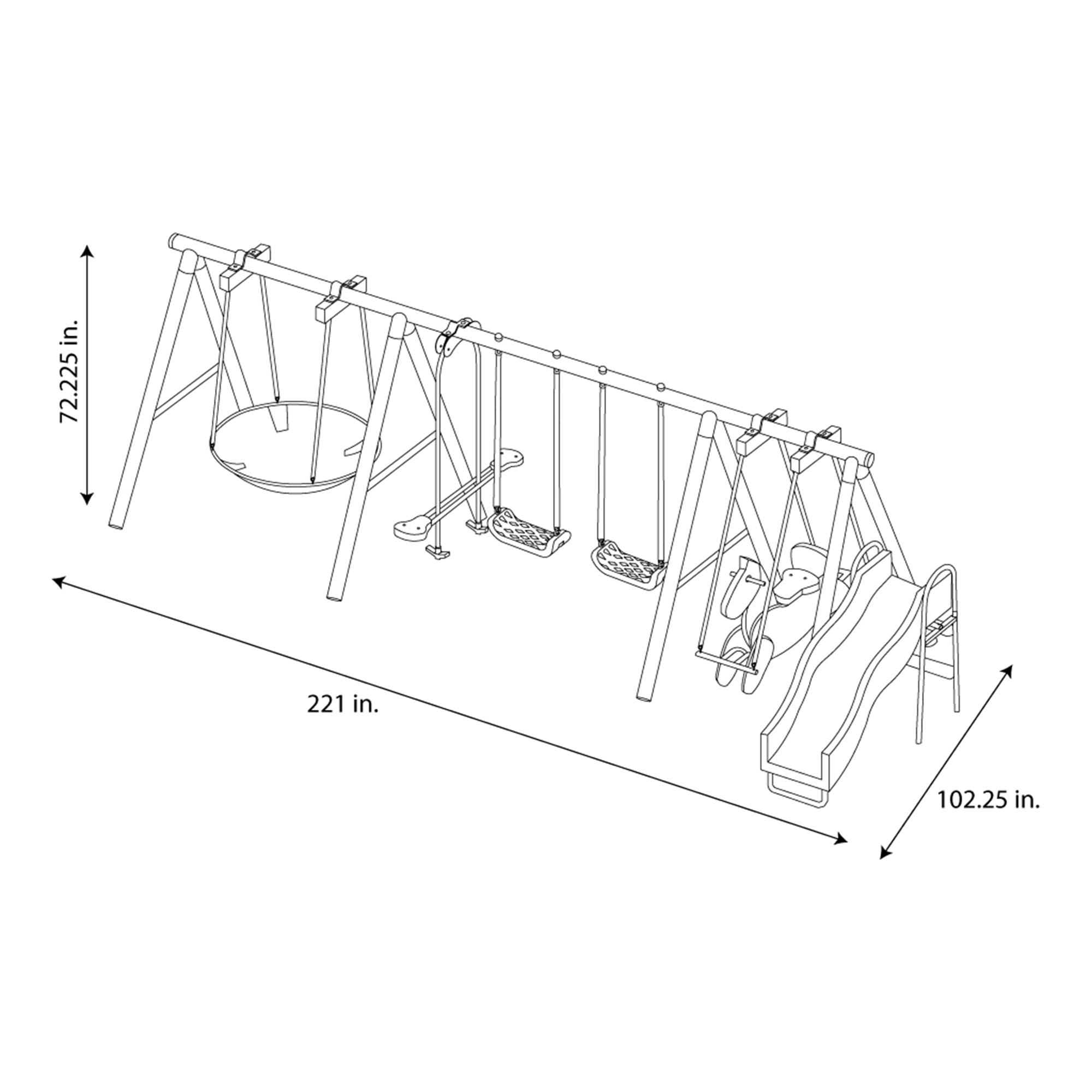 Sportspower Super 8 Medium to Large Backyard Fun Heavy Duty Metal Swing Set - VMInnovations