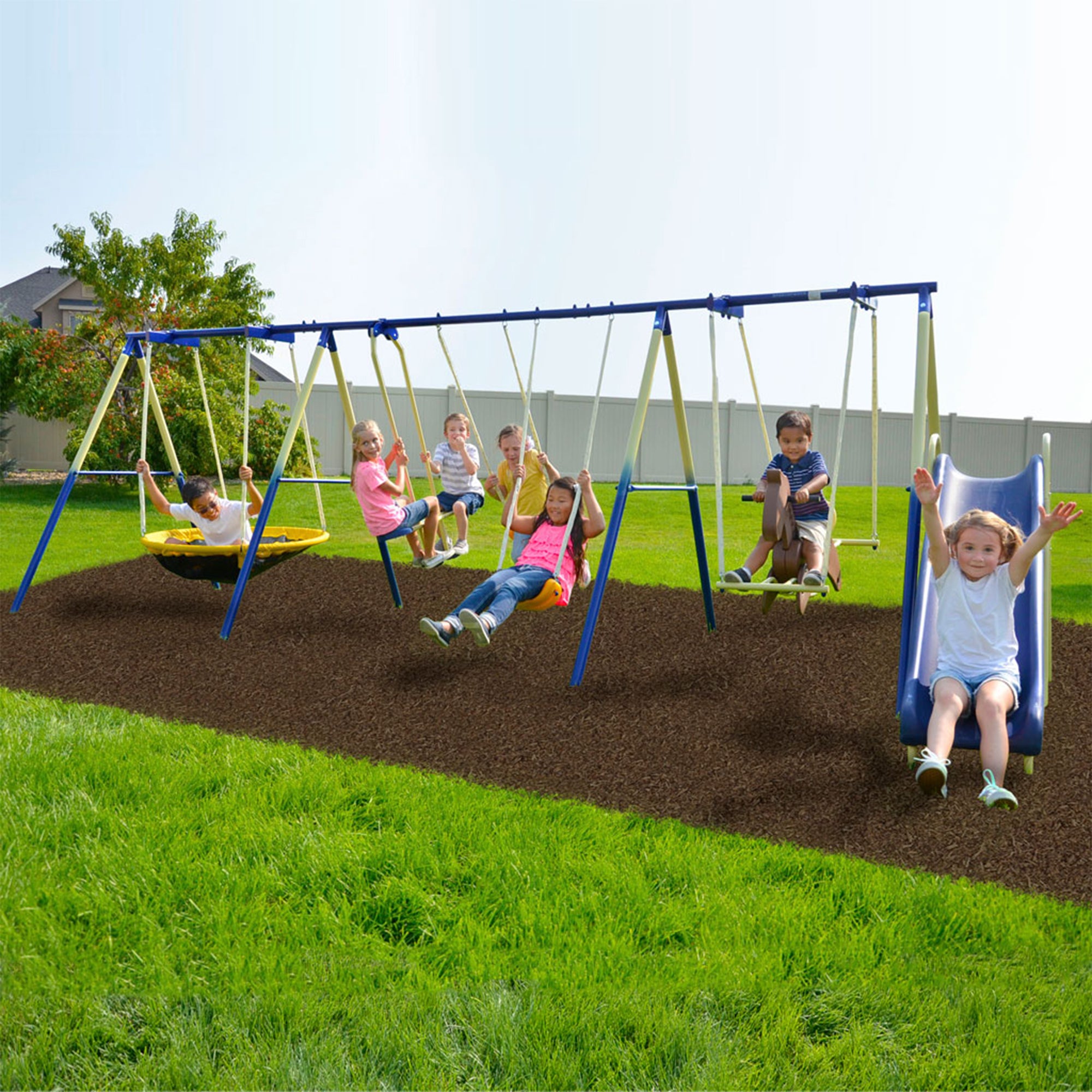 Sportspower Super 8 Medium to Large Backyard Fun Heavy Duty Metal Swing Set - VMInnovations