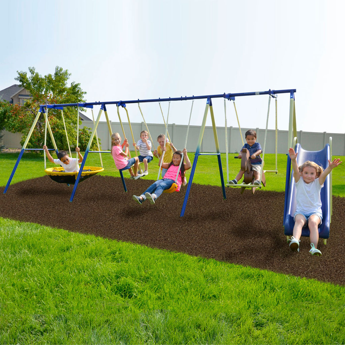 Sportspower Super 8 Medium to Large Backyard Fun Heavy Duty Metal Swing Set