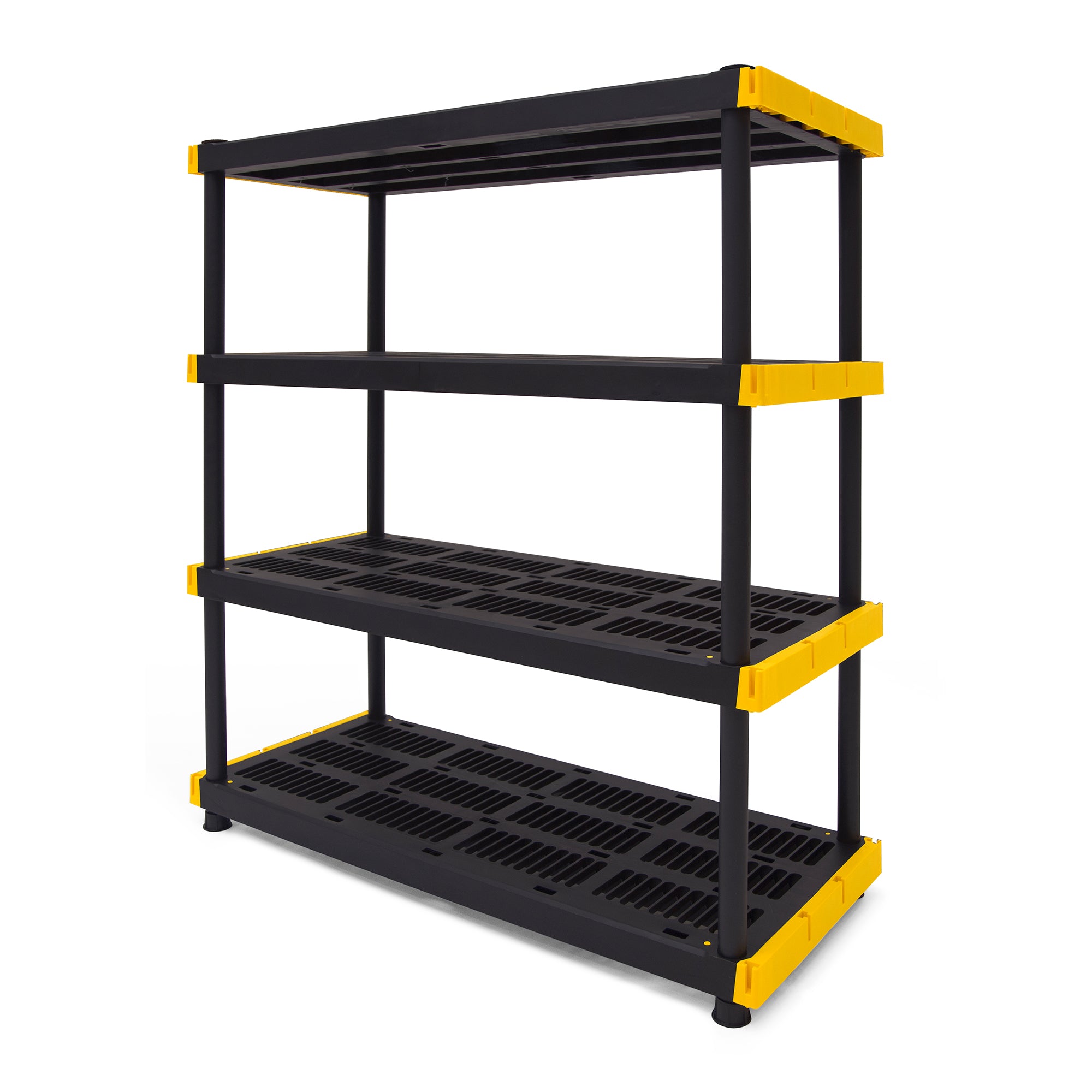 TOUGH BOX Heavy Duty 4 Tier Ventilated Shelving Storage Unit, Black and Yellow