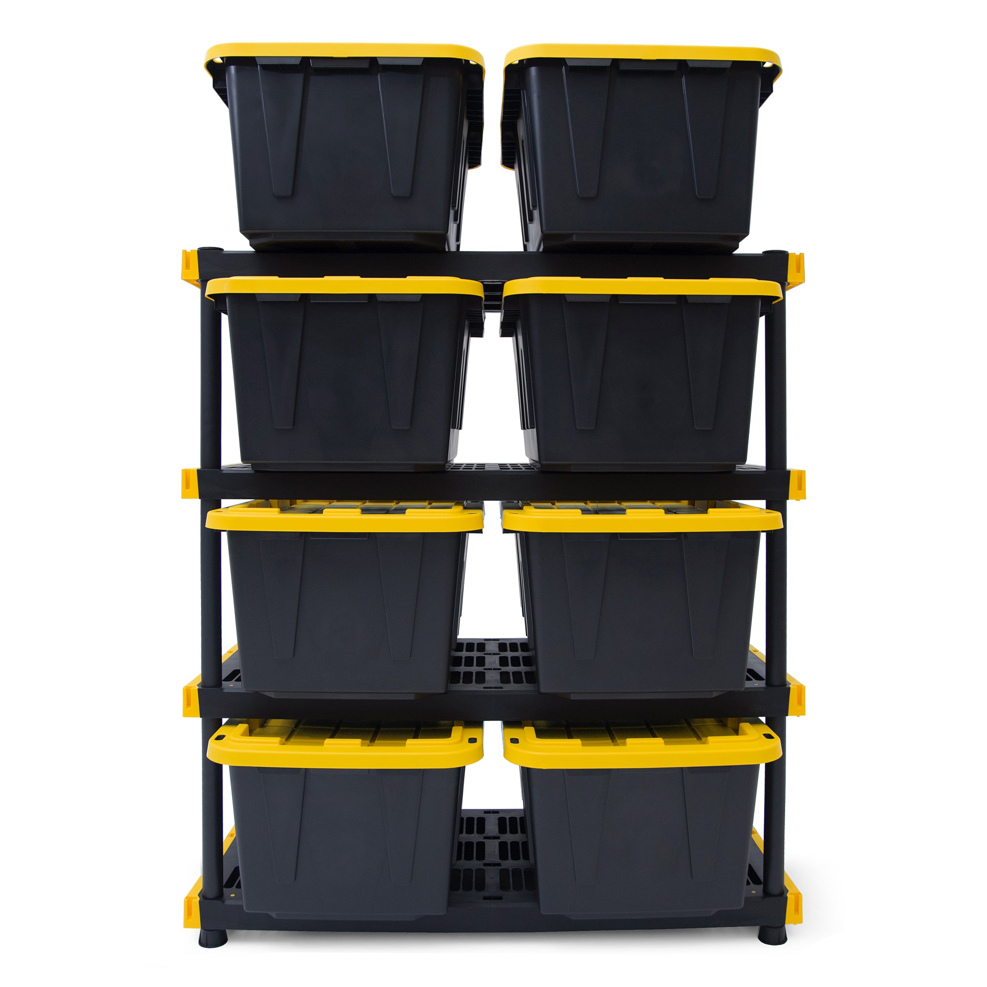 TOUGH BOX Heavy Duty 4 Tier Ventilated Shelving Storage Unit, Black and Yellow