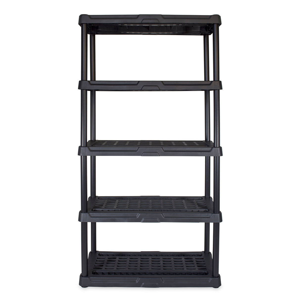 TOUGH BOX 5 Tier Plastic Indoor and Outdoor Ventilated Shelf Storage Unit, Black - VMInnovations