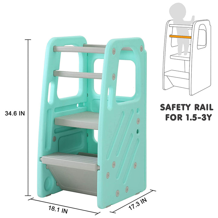 SDADI PLT01GN Children's Plastic Learning Stool with 3 Adjustable Heights, Green - VMInnovations
